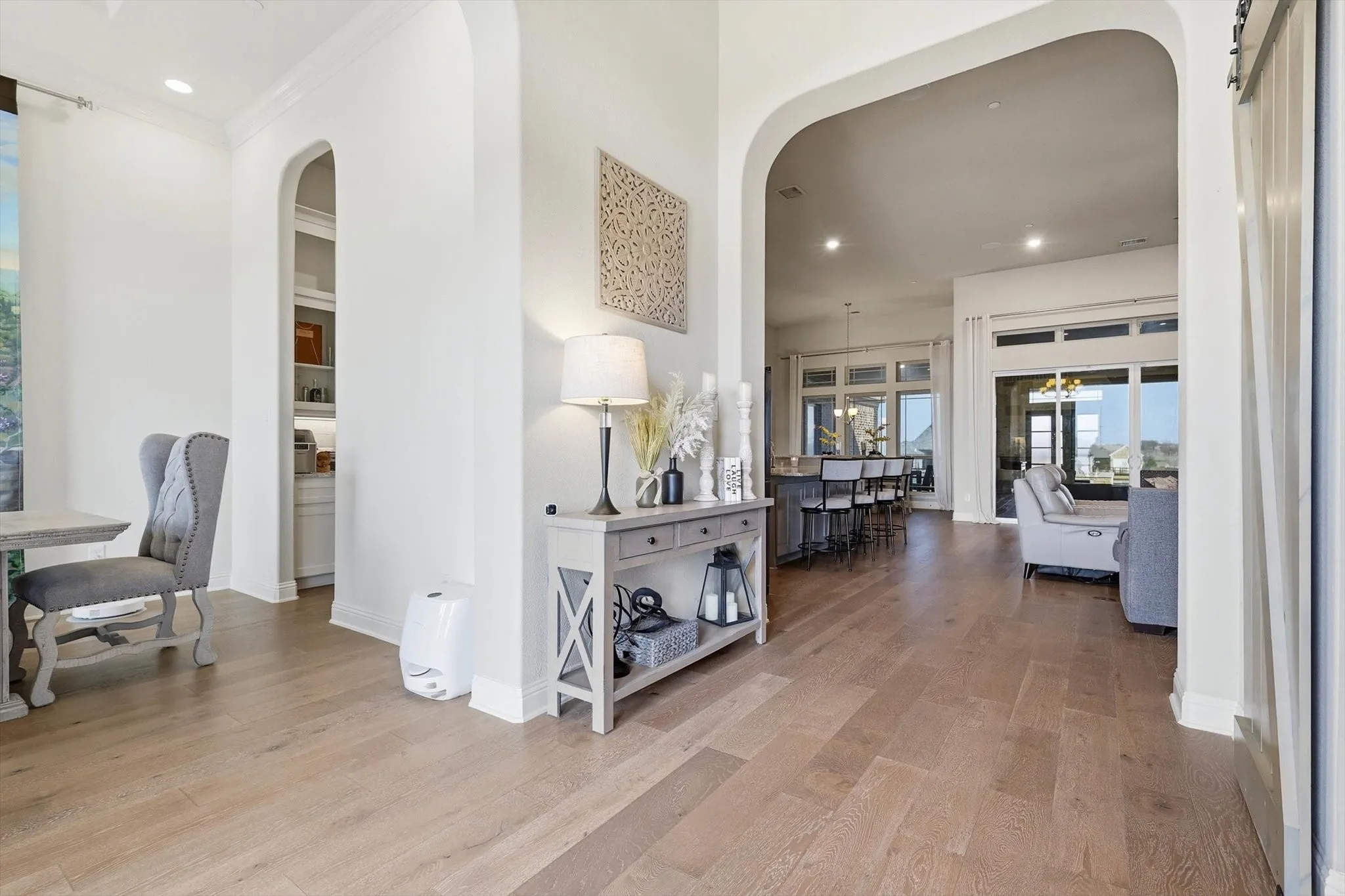 Foyer featuring light wood-finish flooring