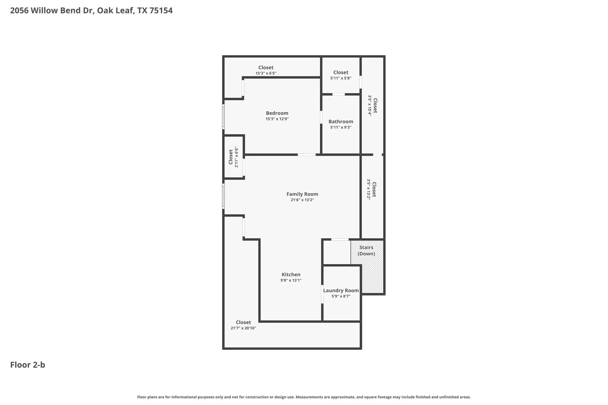Guest suite/MIL unit above garage. Enter from inside main home. Dimensions may not be accurate.
