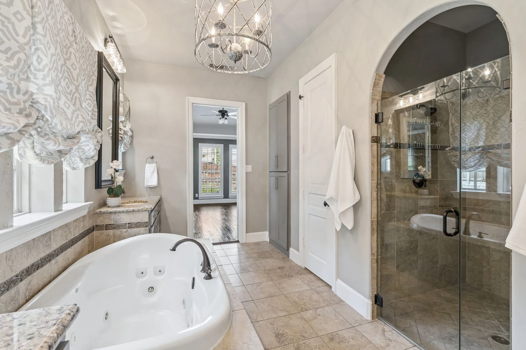The amazing ensuite includes an oversized walk in shower.