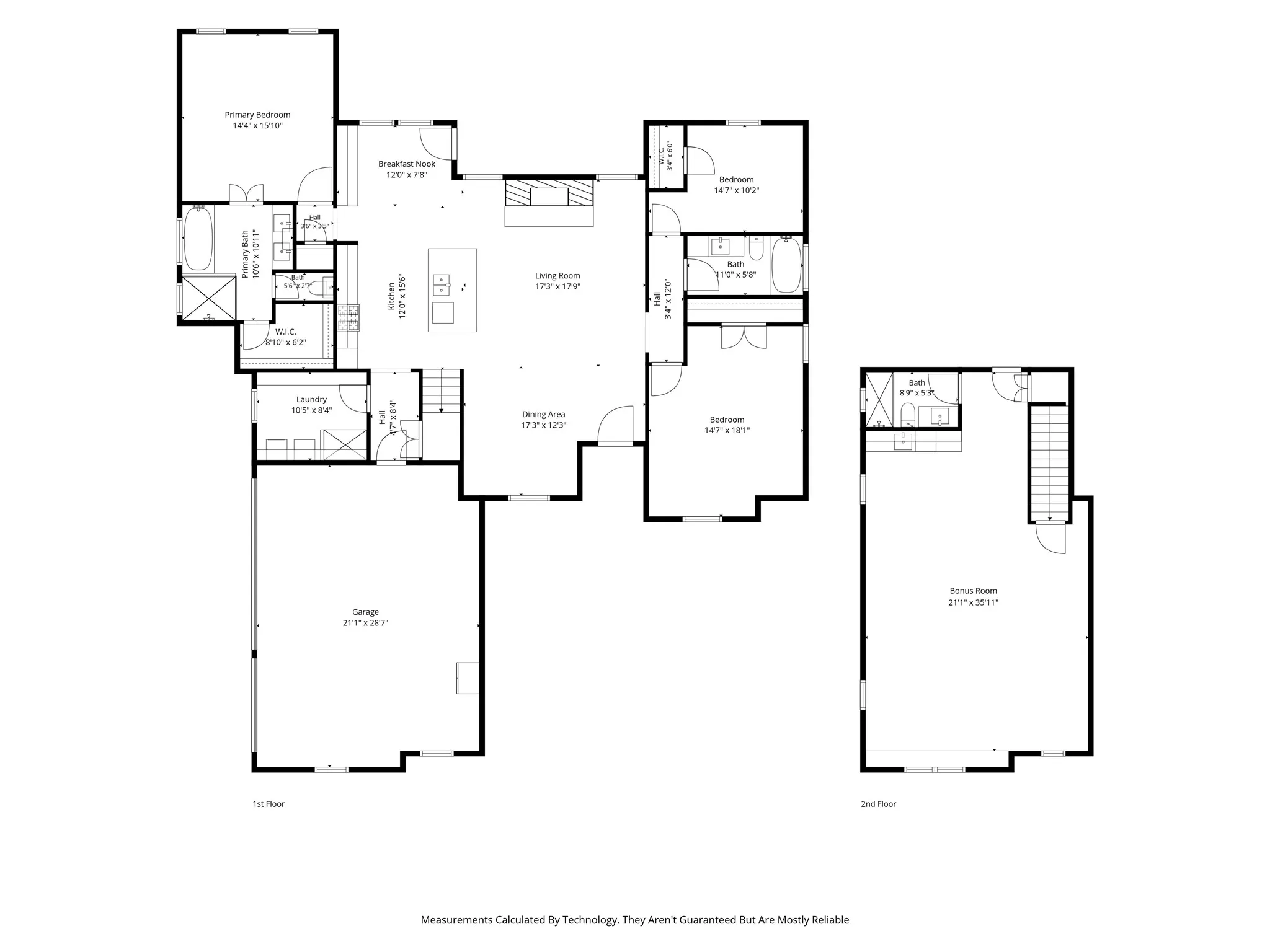 Combined upstairs and downstairs floorplans side-by-side.