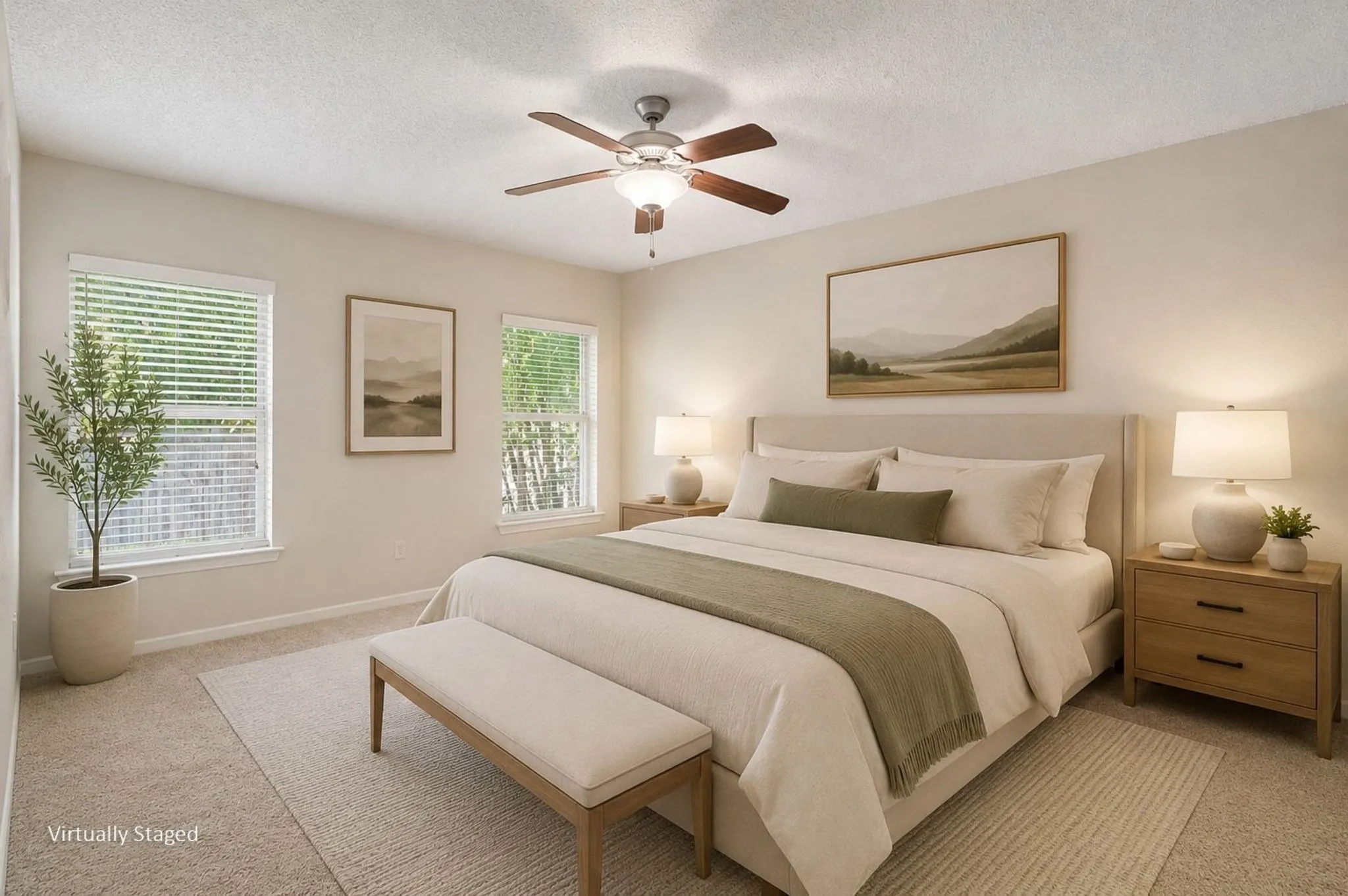 Virtually Staged primary bedroom.