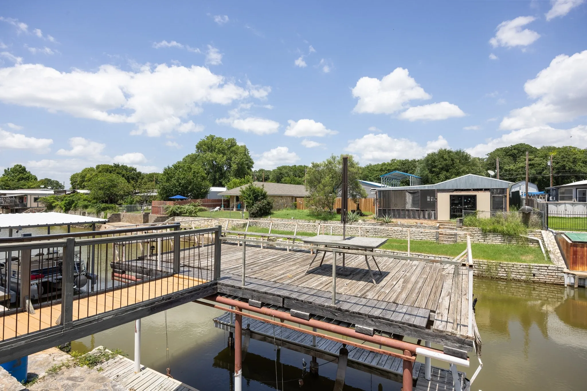 Wooden deck with direct water access