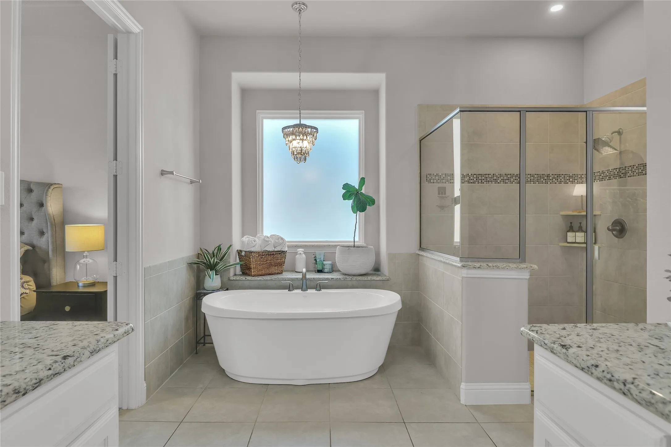 Soaking tub in master suite.