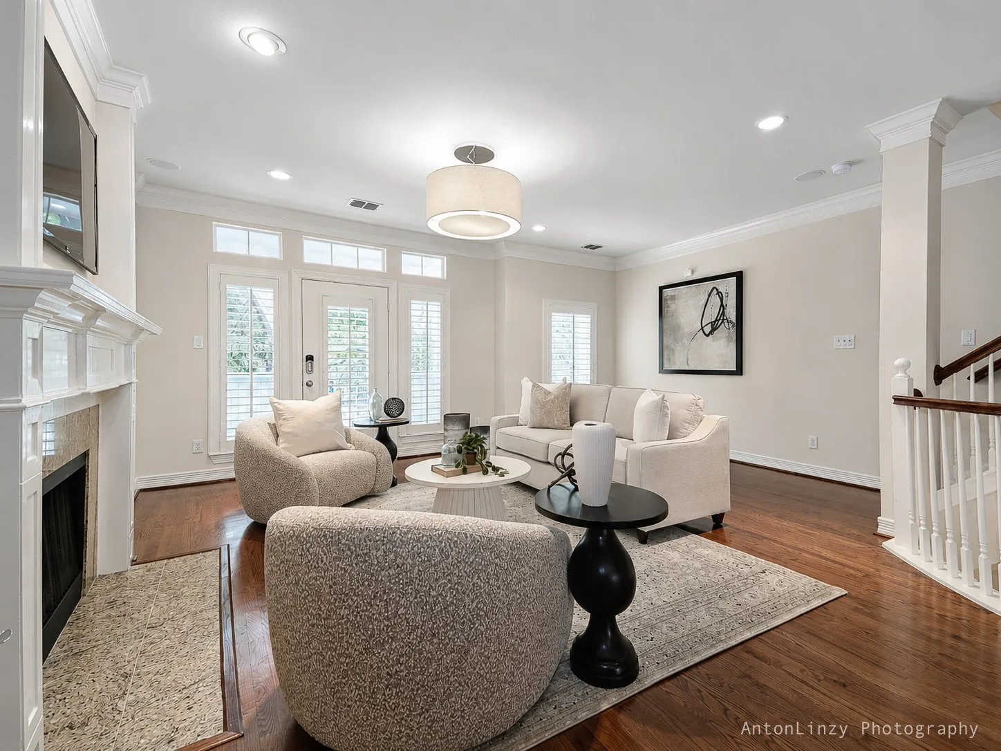 Living room features hardwood floors throughout