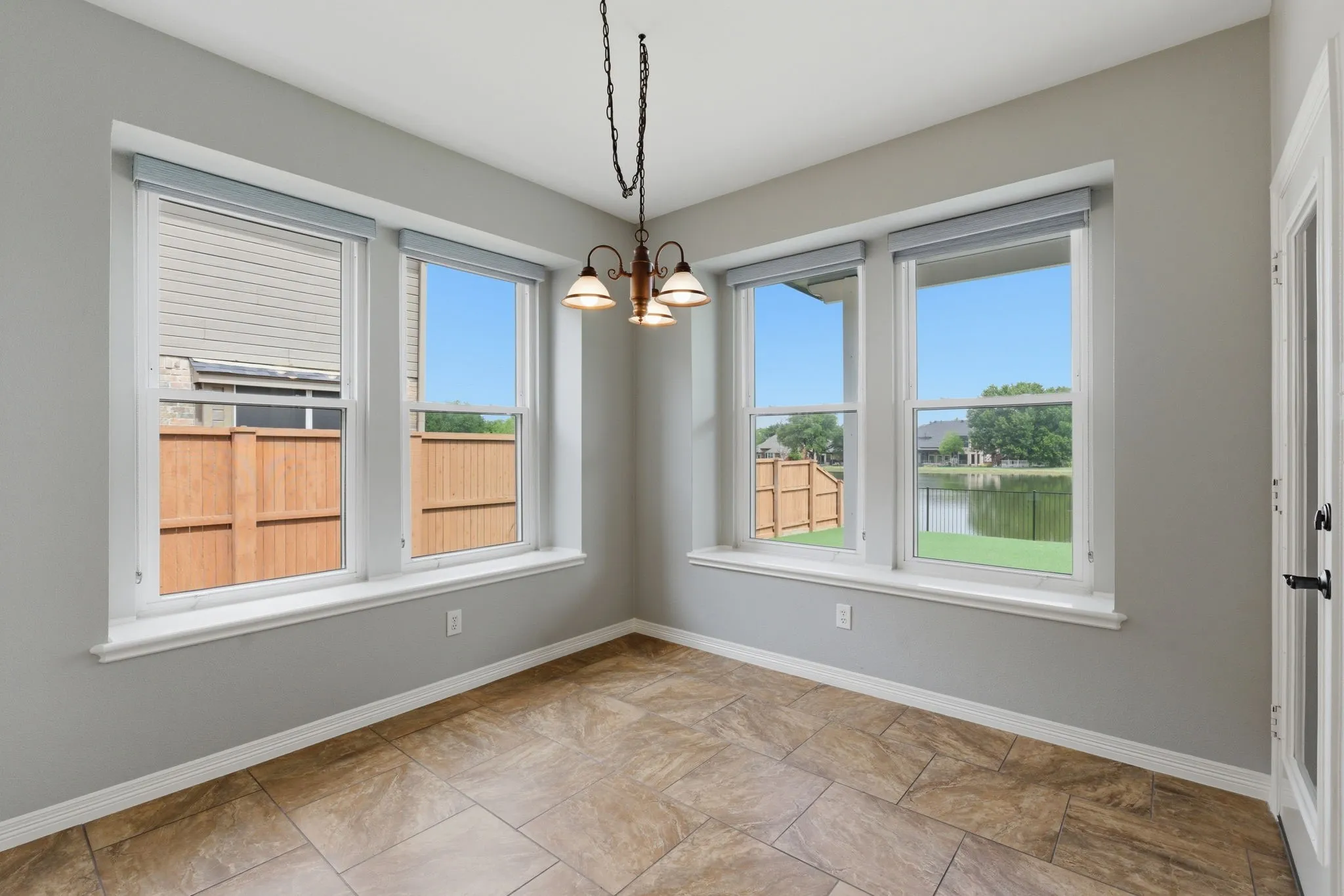 Morning coffee with lake views.