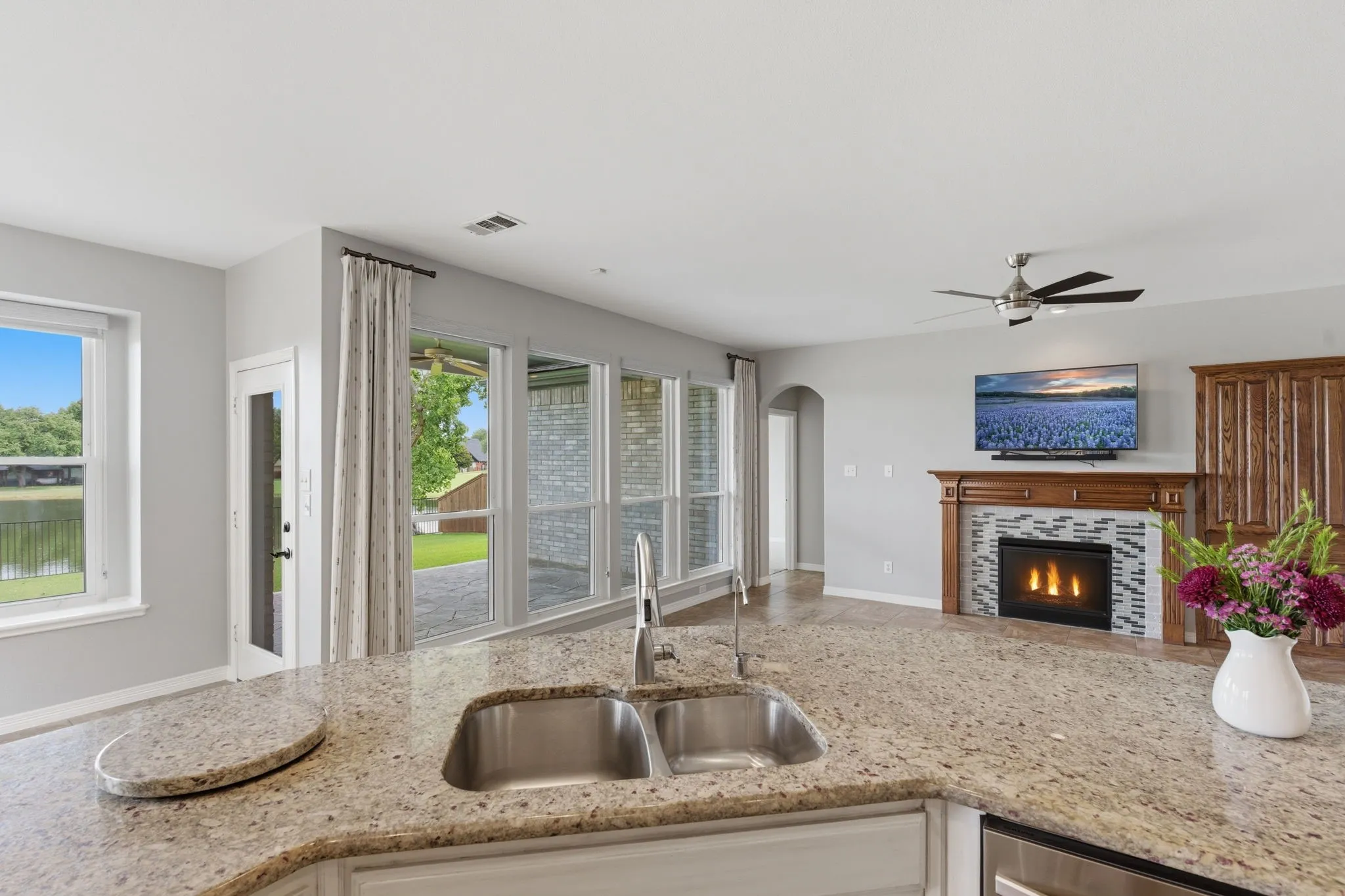 Bartop for entertaining and relaxing views of the patio and lake.