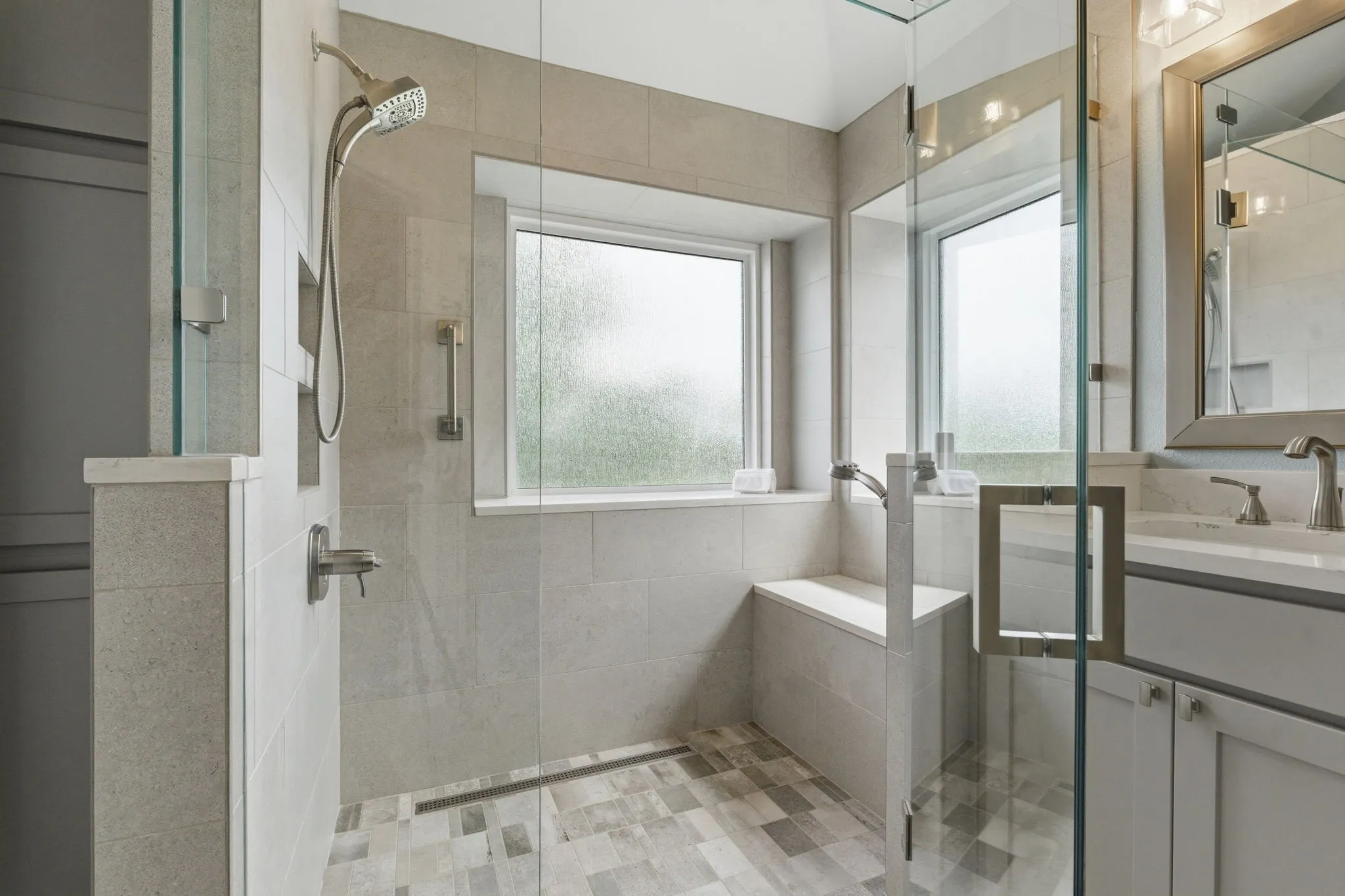 See list of updates that describe this spa like shower with dual shower heads.
