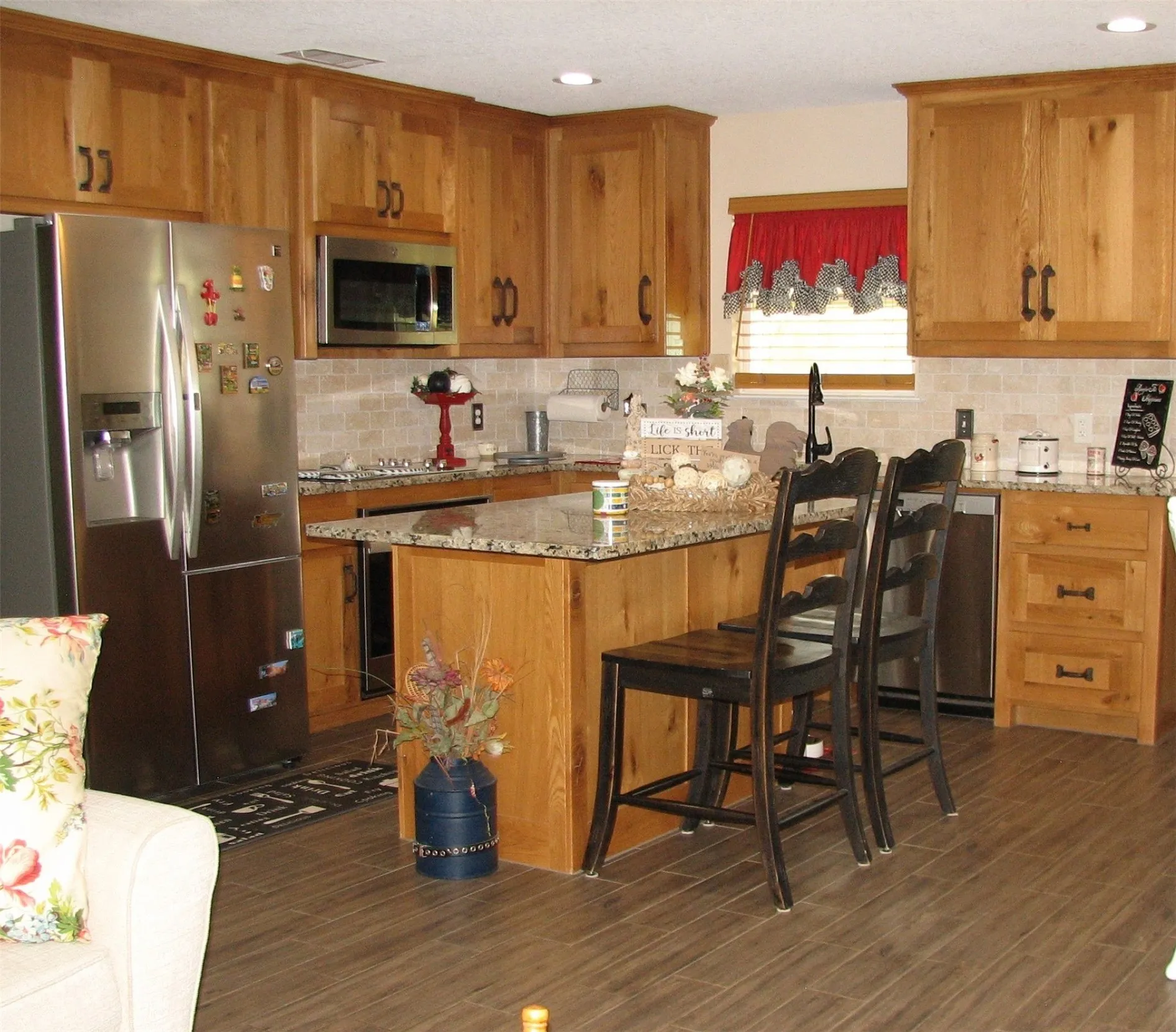 Open concept allows for eat in kitchen at the island