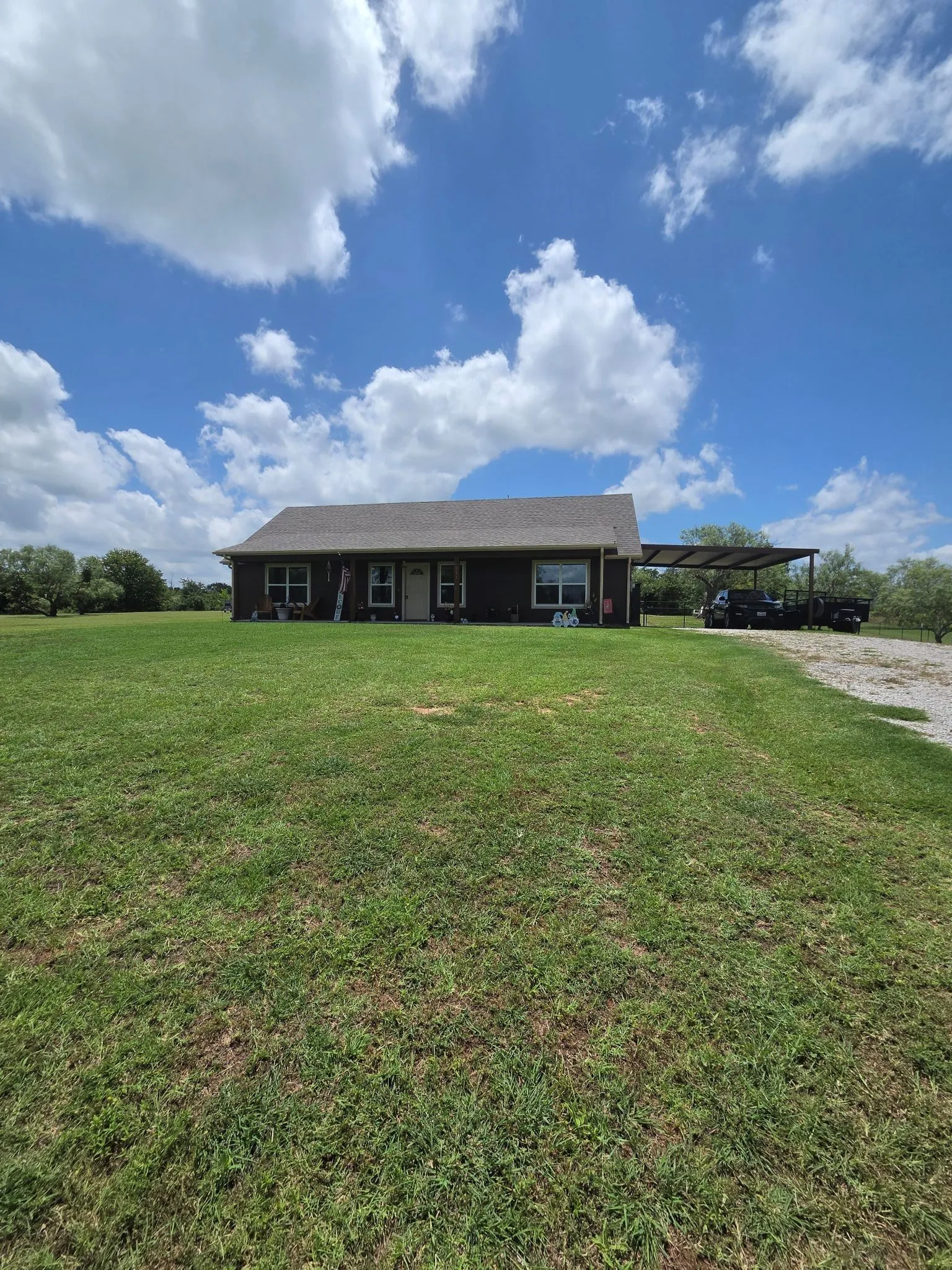Front view from driveway approaching house