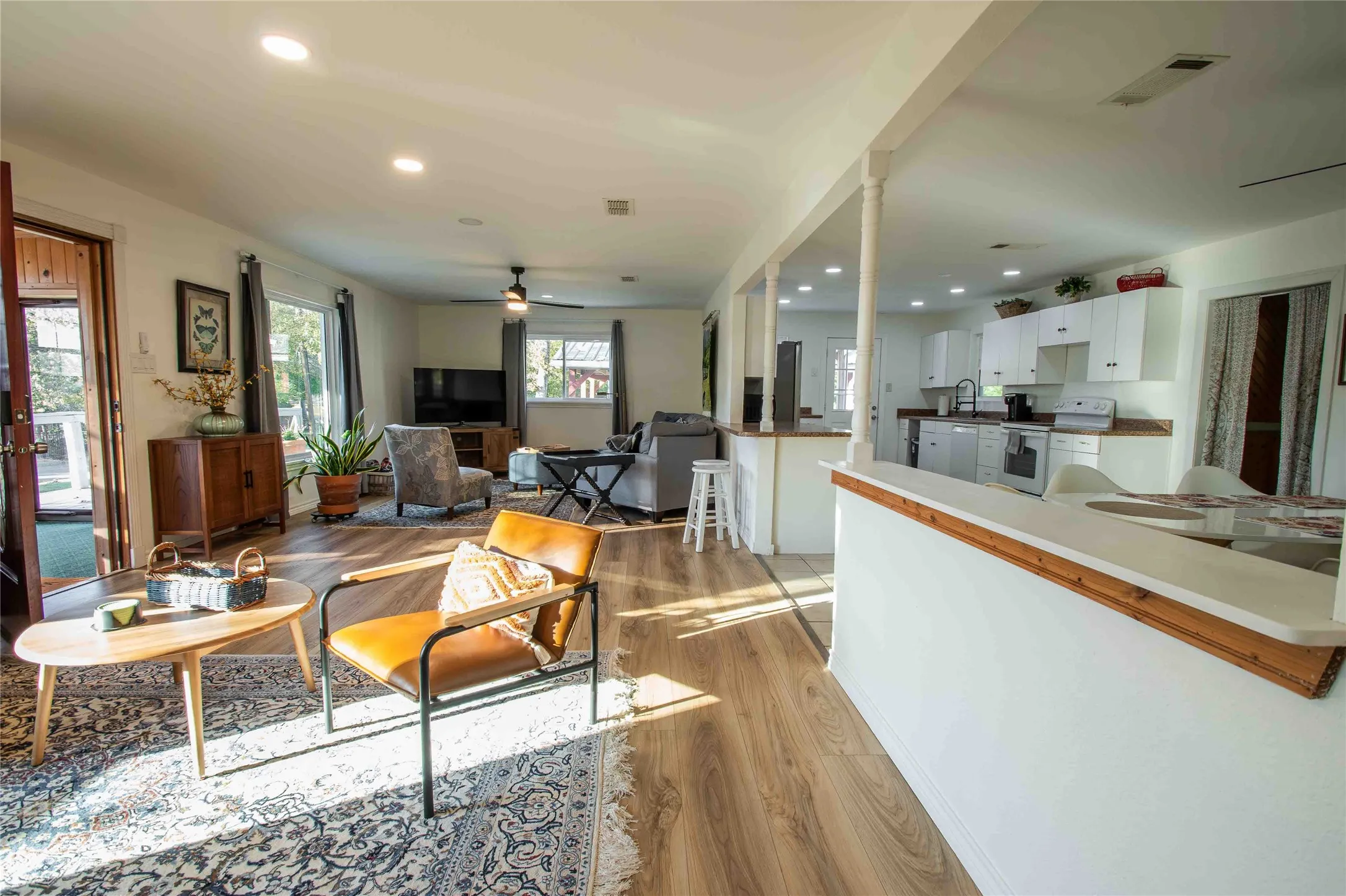 open concept living and dining and kitchen area