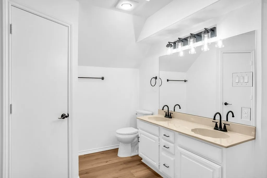 Dual sinks, skylight