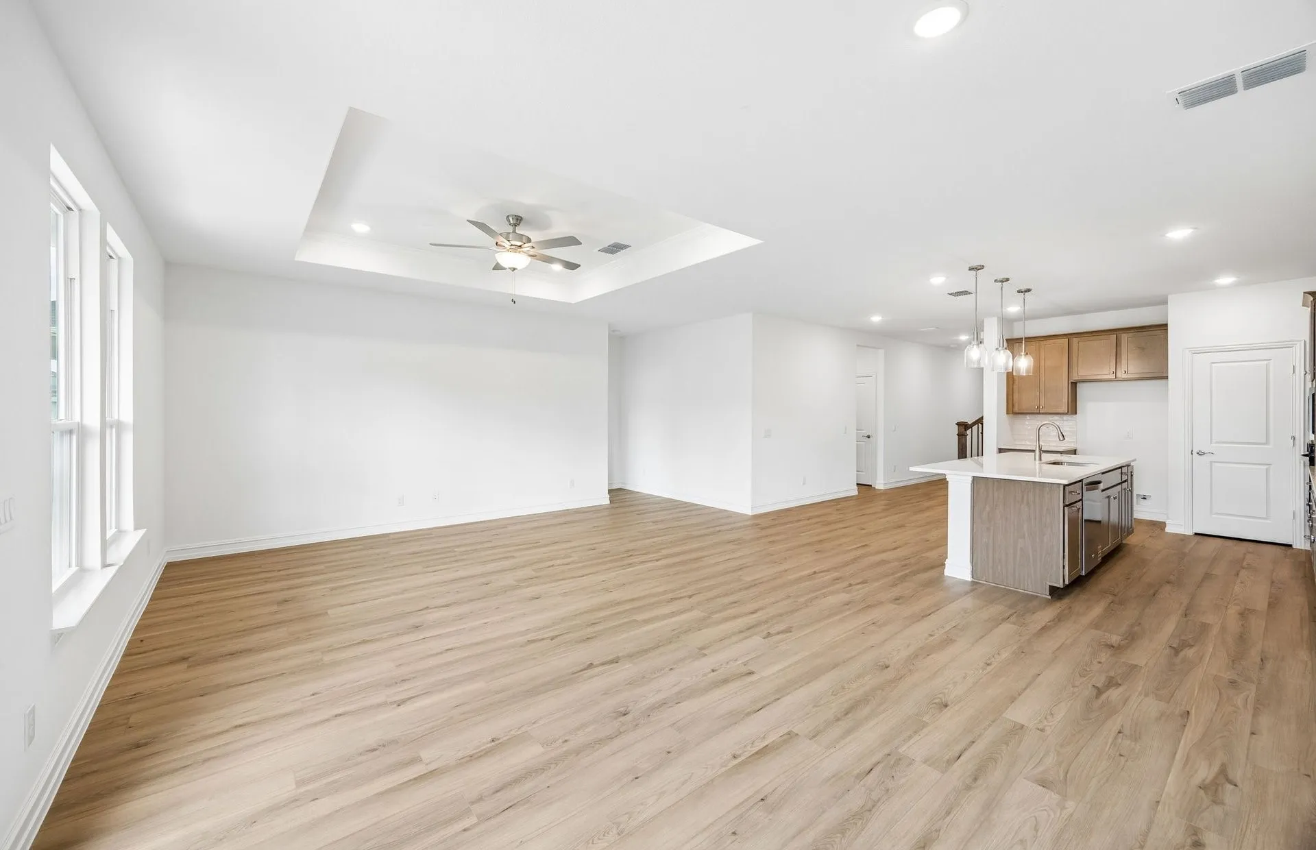 View of kitchen from gathering room