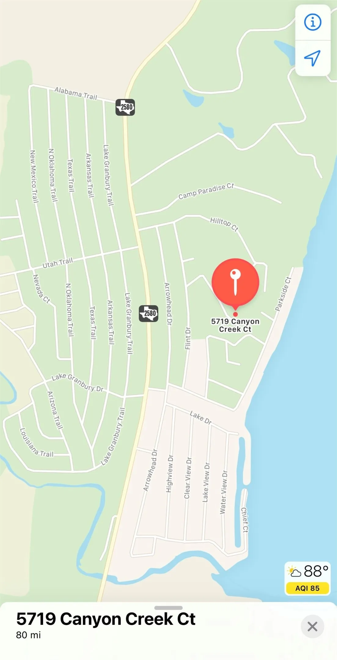 Property Location Map. Displaying the geographic coordinates and surrounding street names for the property