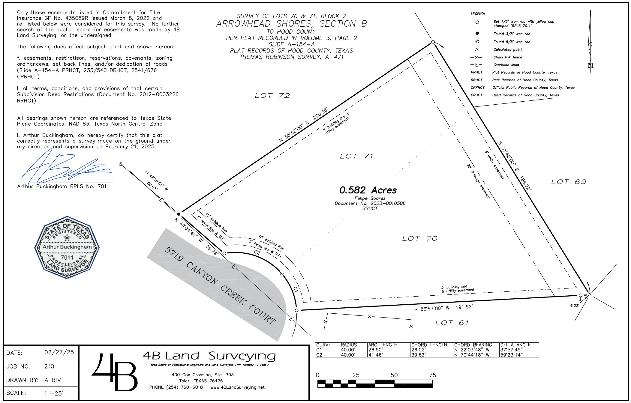 Survey Plat. Detailing the property's boundaries, dimensions, and relevant easements