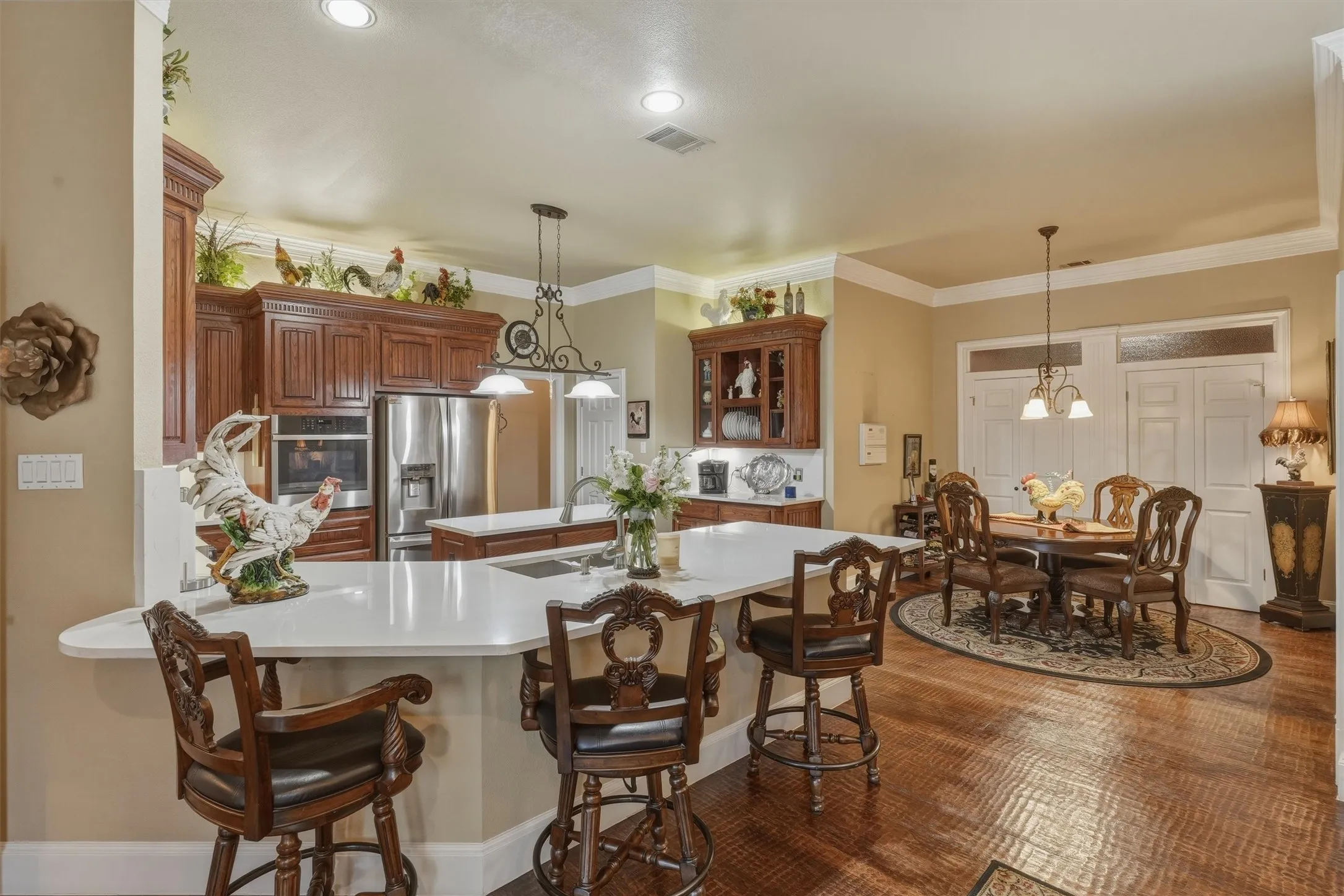 Peek behind the double doors for a butlers pantry