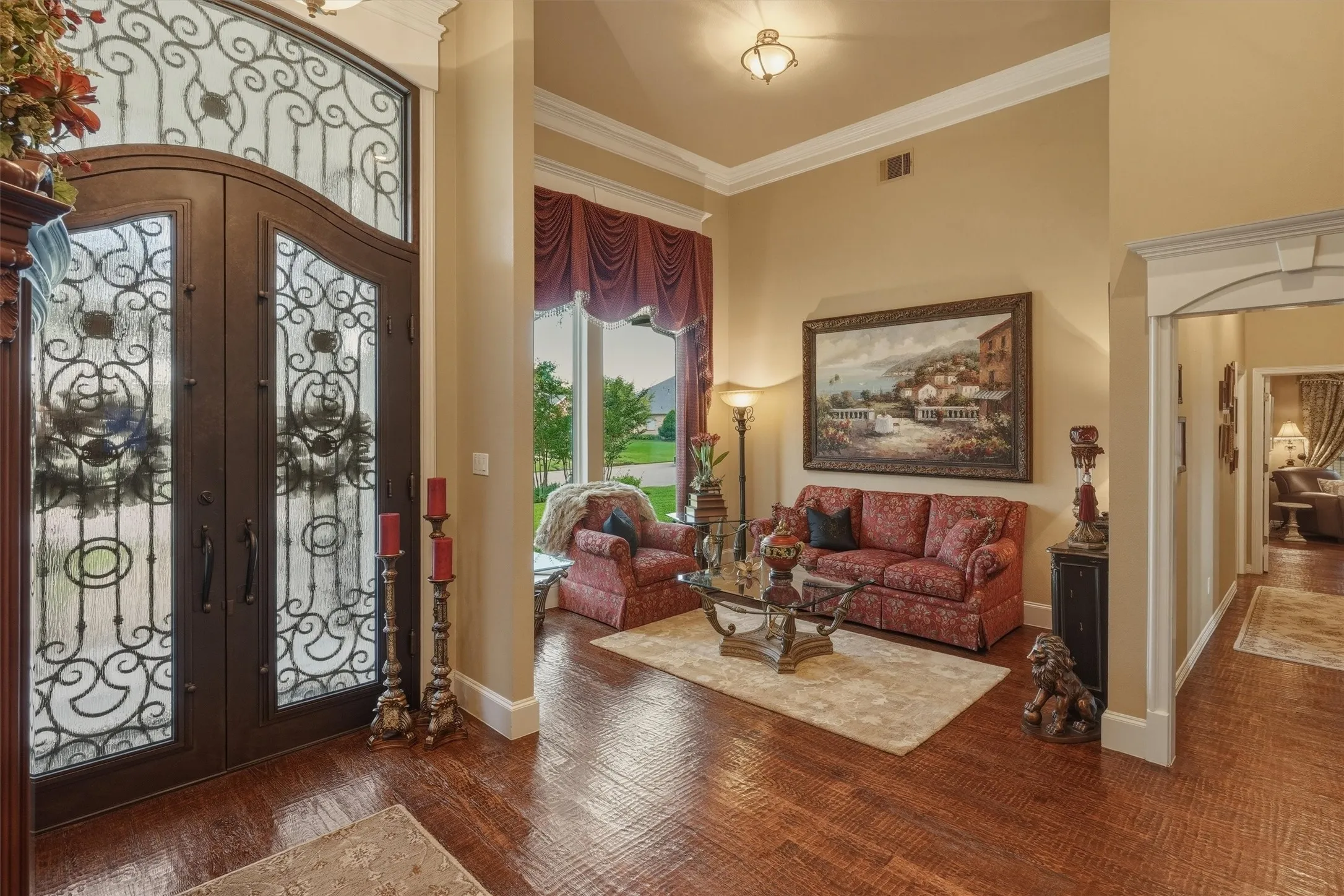 Custom iron double doors.
