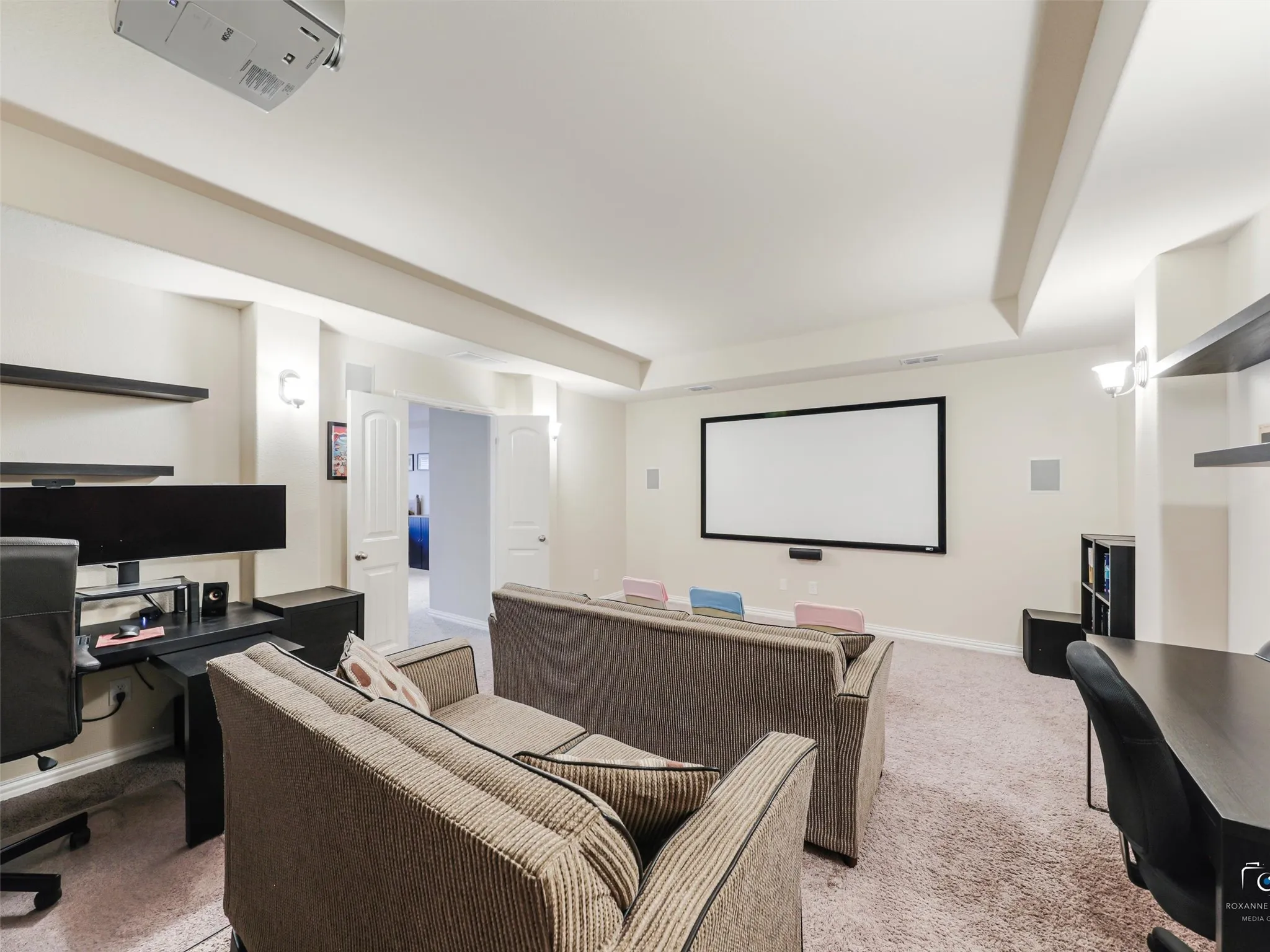 Large media room located upstairs with gamrrom and half bath!