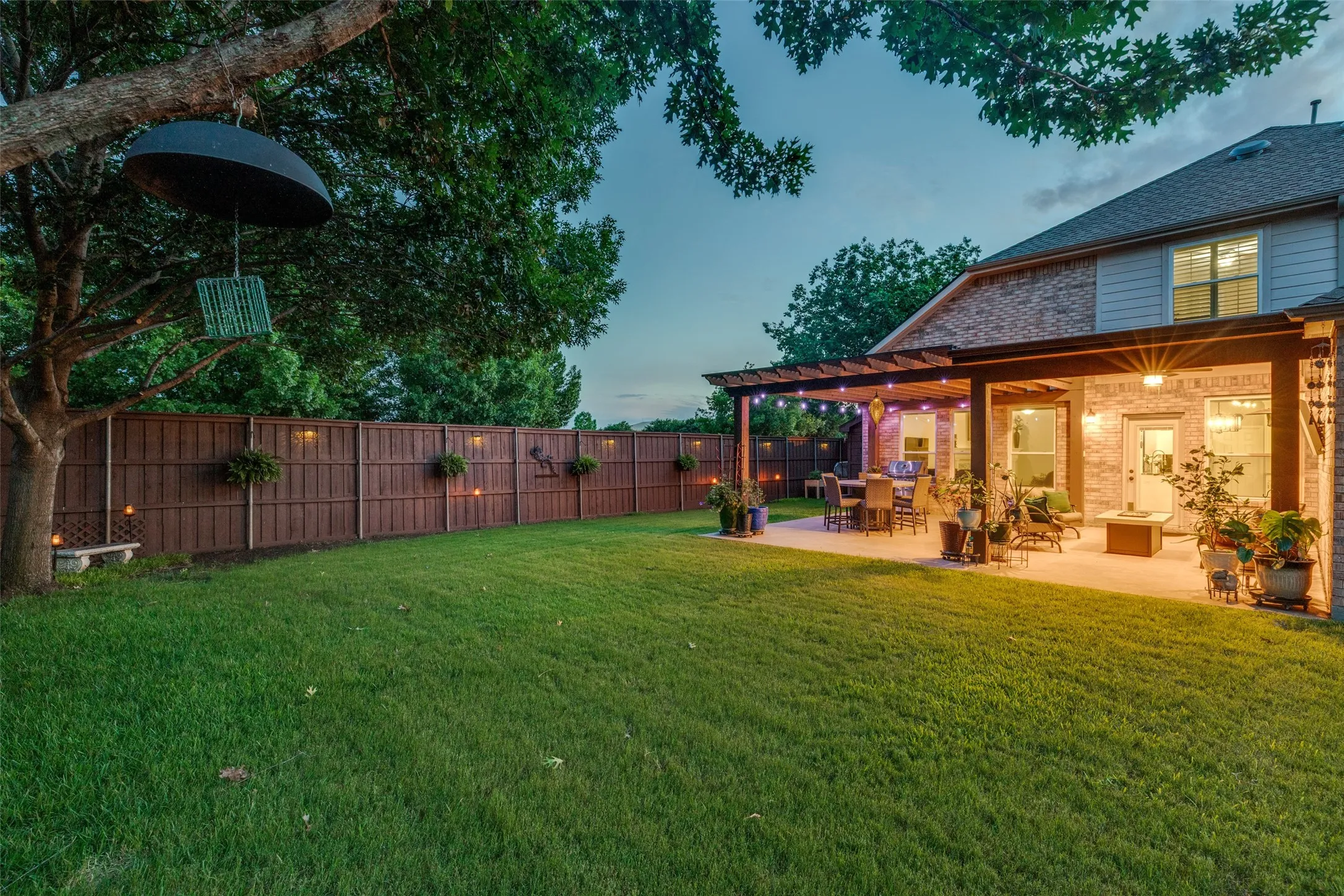 private back yard with board on board fence