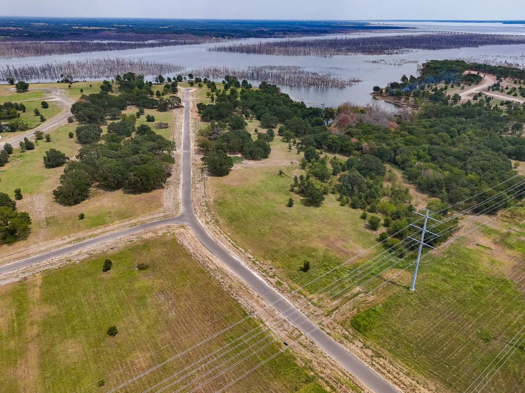 Bird's eye view of a nearby body of water