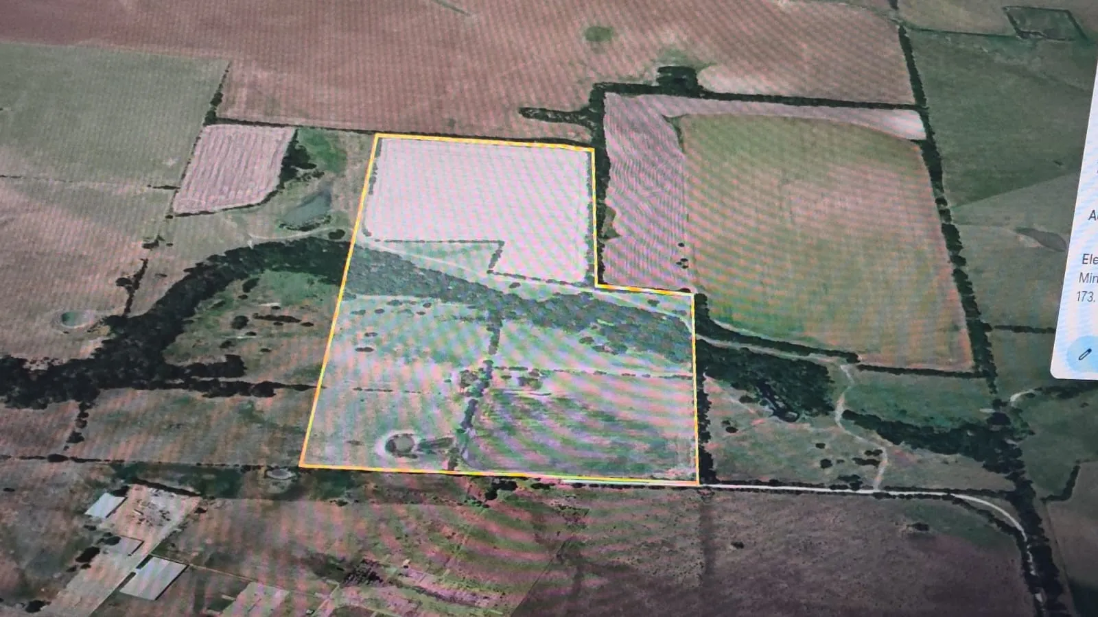 Aerial Survey. Displaying the property boundaries and surrounding land features