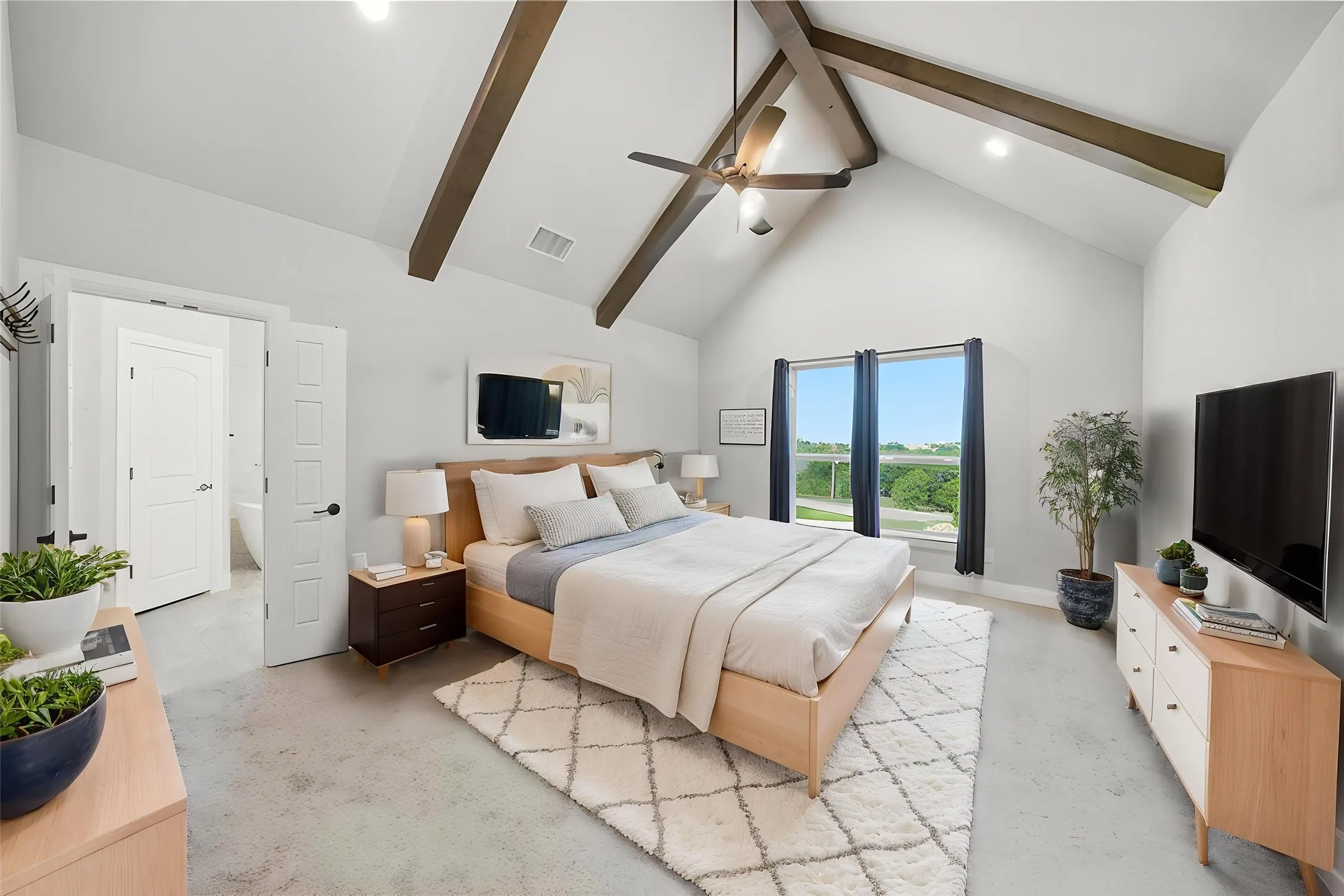 Custom Vaulted Ceiling in large master suite! AI staged for visual purposes.