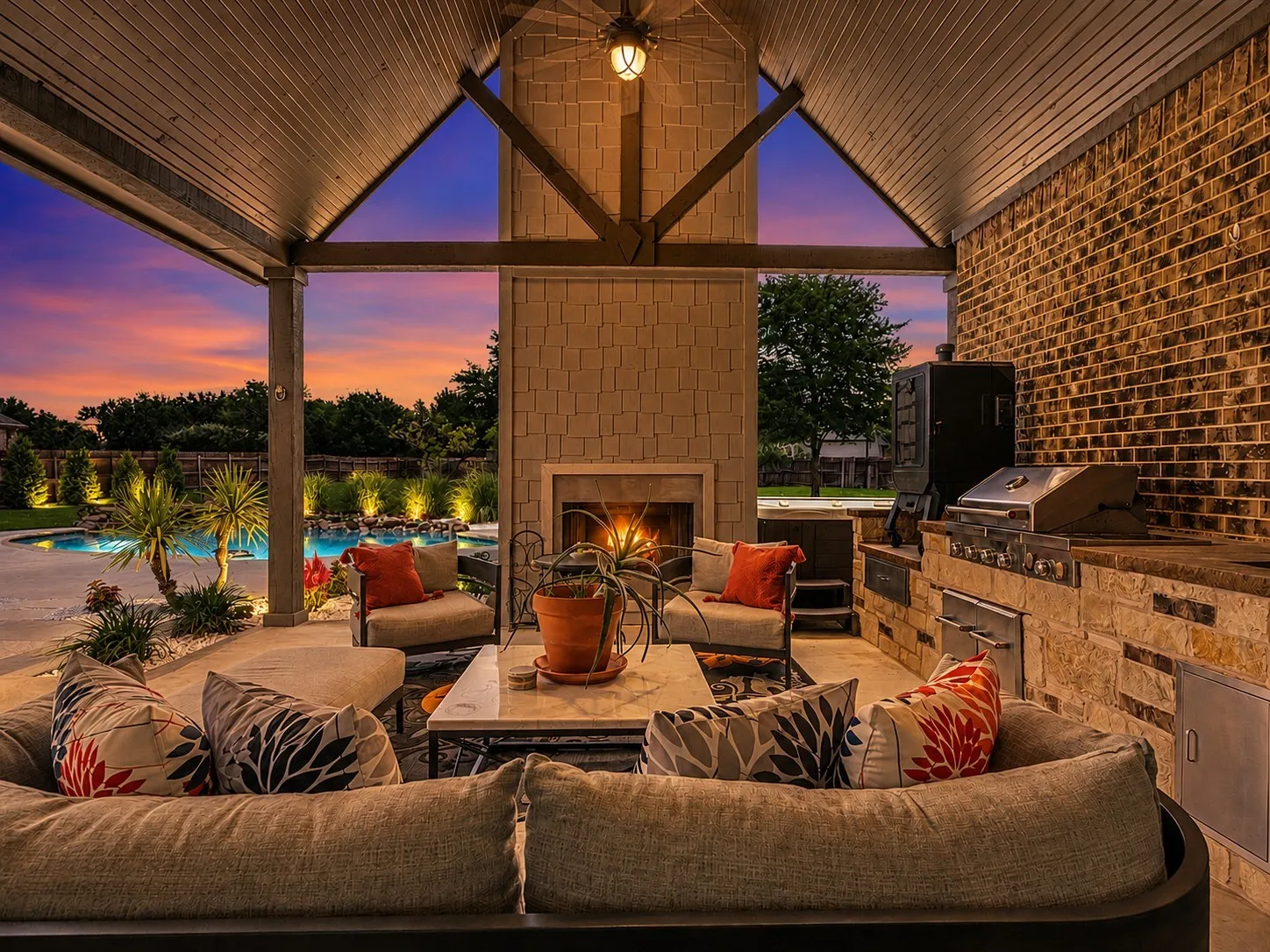 111 Old Base Road, Aurora TX outdoor kitchen with virtual twilight