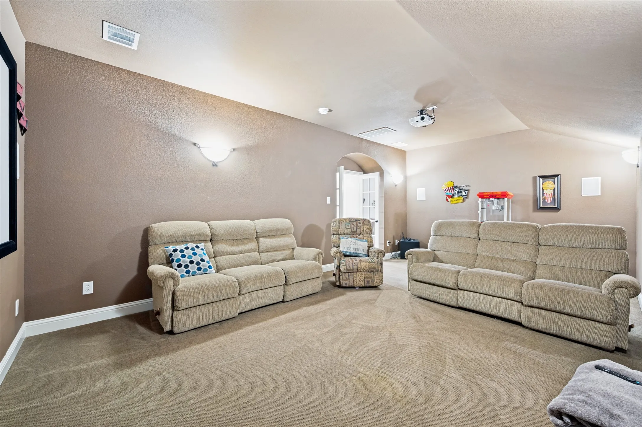 This well designed floor plan continues upstairs with the media and game room. The whole house is wired for a sound system.