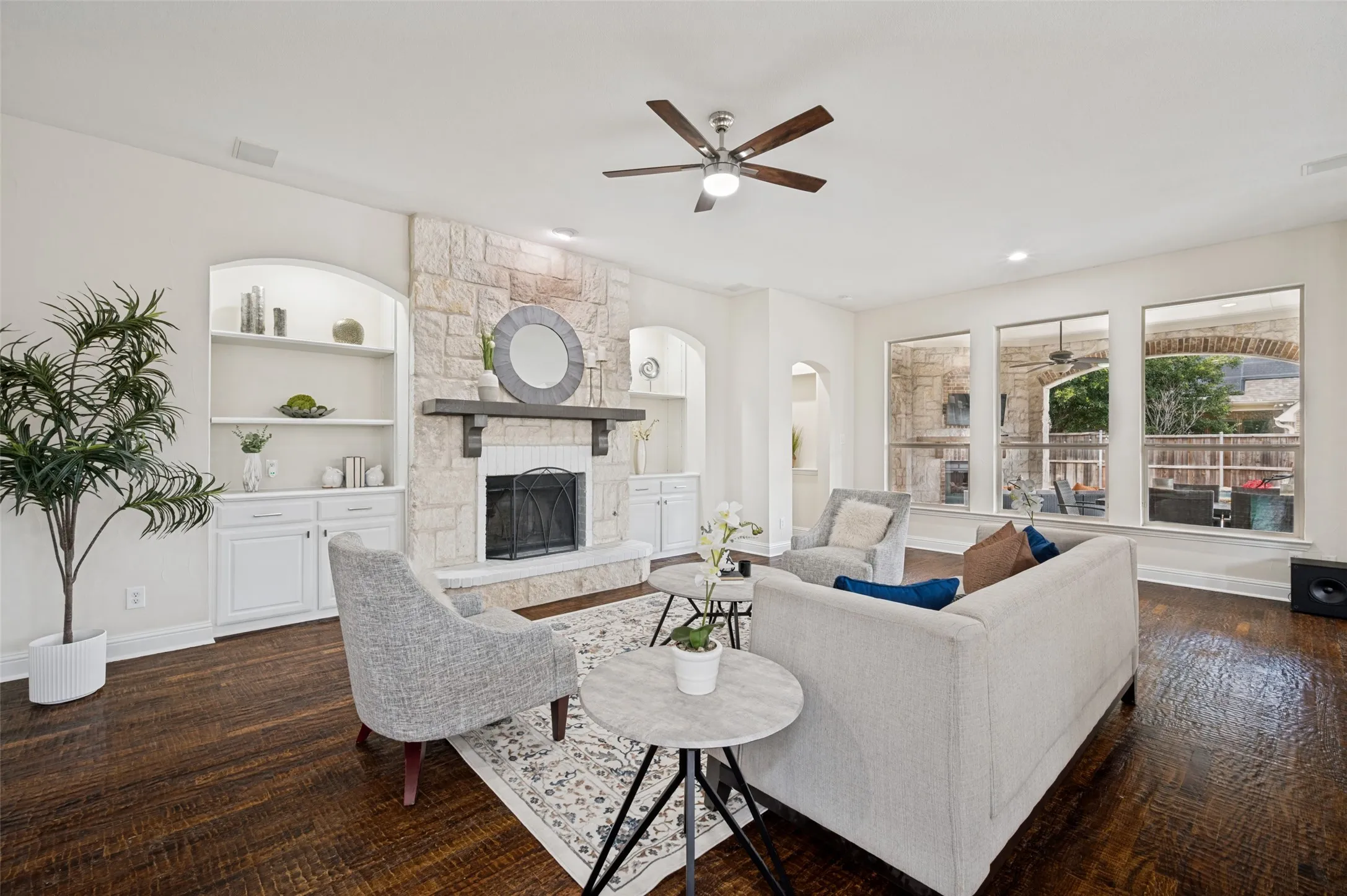 Light and bright with lots of natural light and beautiful authentic wood floors.