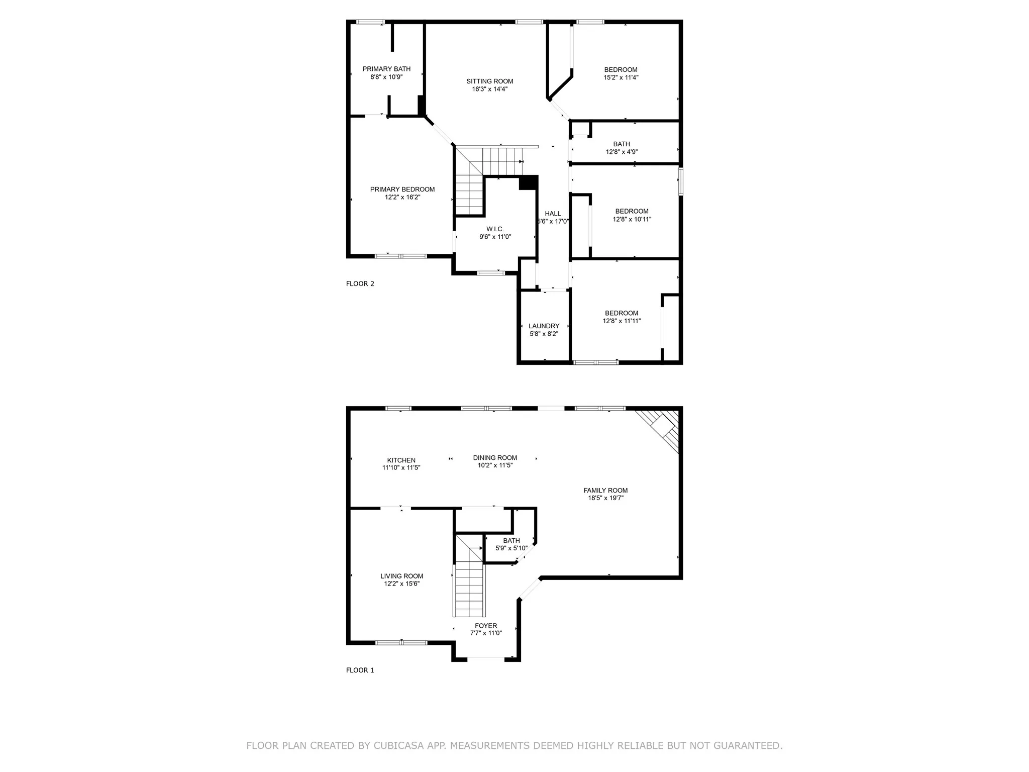 Floor plan; all bedrooms are upstairs, as well as the laundry room.