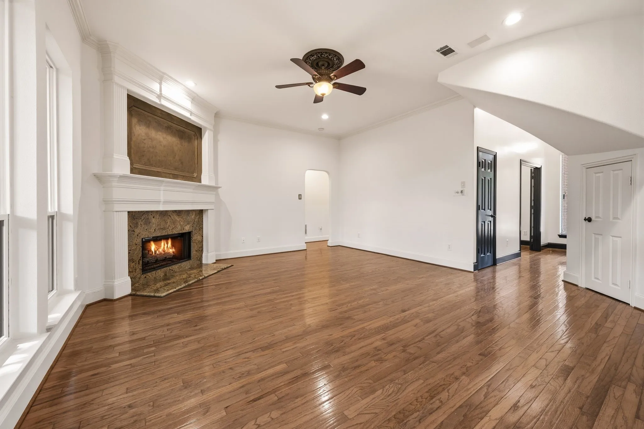 Living Room with a Warming Fireplace.