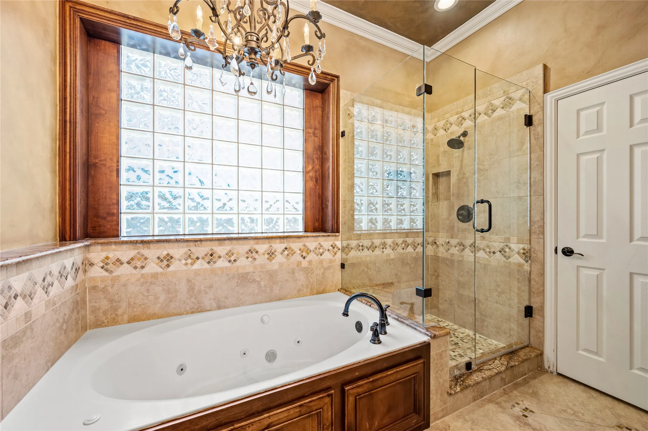 Primary Bathroom with a Jetted Tub plus Shower.