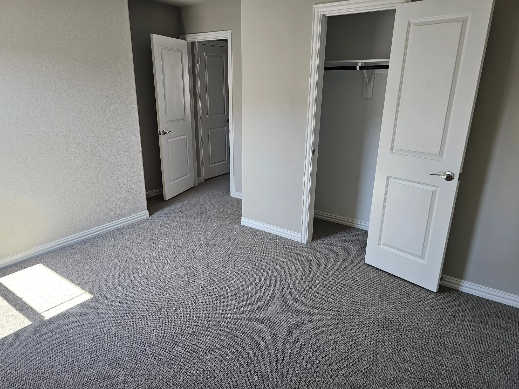 Unfurnished bedroom featuring carpet and a closet