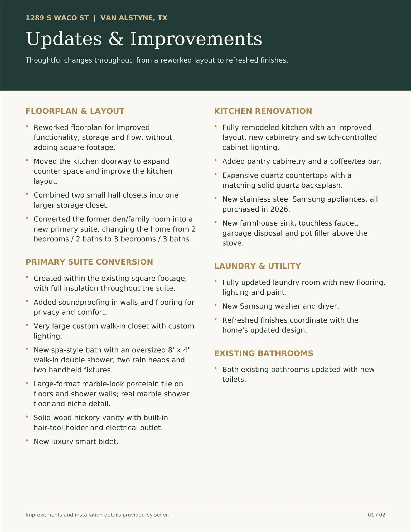 Page 1 Updates and improvements