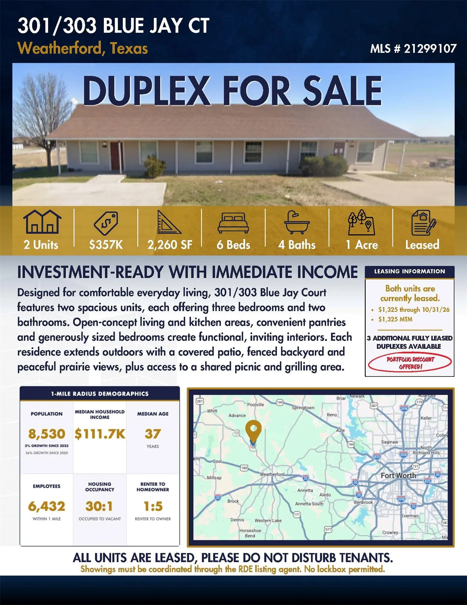 Duplex For Sale in Parker County , 301 S Blue Jay Court, Weatherford, Texas 76088, 6 Bedroom, 4 Bathroom, Garage spaces, 0 Sqft, built in 2020, Price $357,000, mls#21299107, Real Estate Agent in Weatherford, Homes For Sale in Parker county, Homes For Sale in Weatherford, Realtor in Weatherford Texas, Real Estate Brokerage Independent Realty Texas, Luminita Cordes Realtor