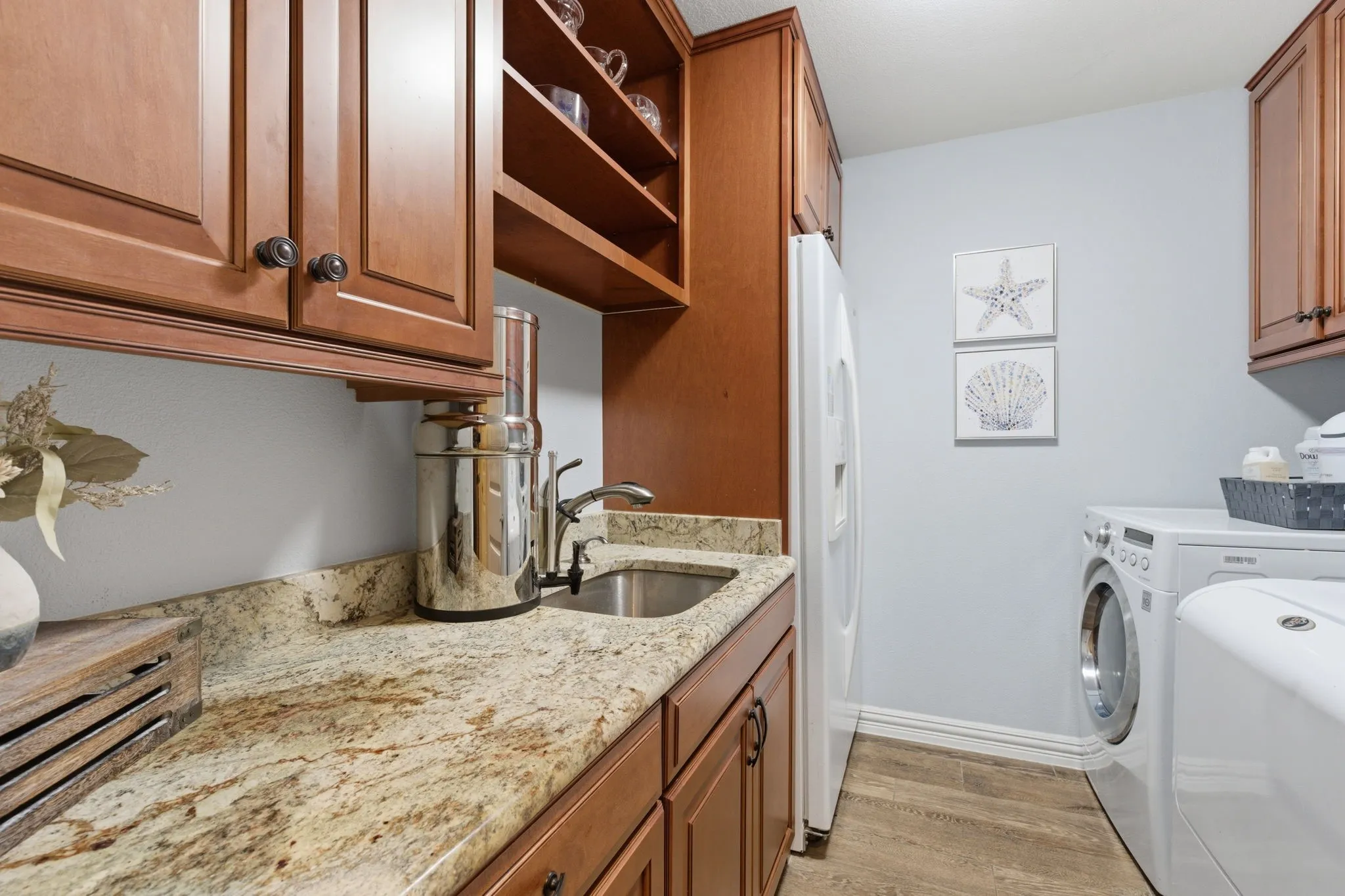 built ins and place for frisge great utility area