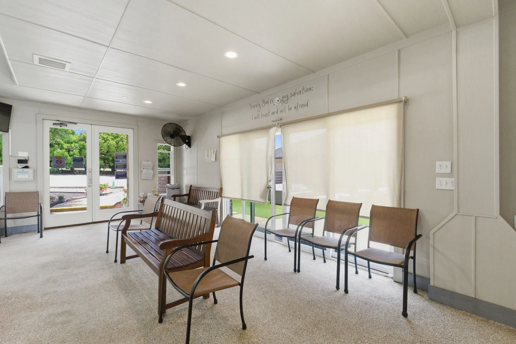 pool house waiting area could be reimagined for indoor spa area or sauna or even a separate room