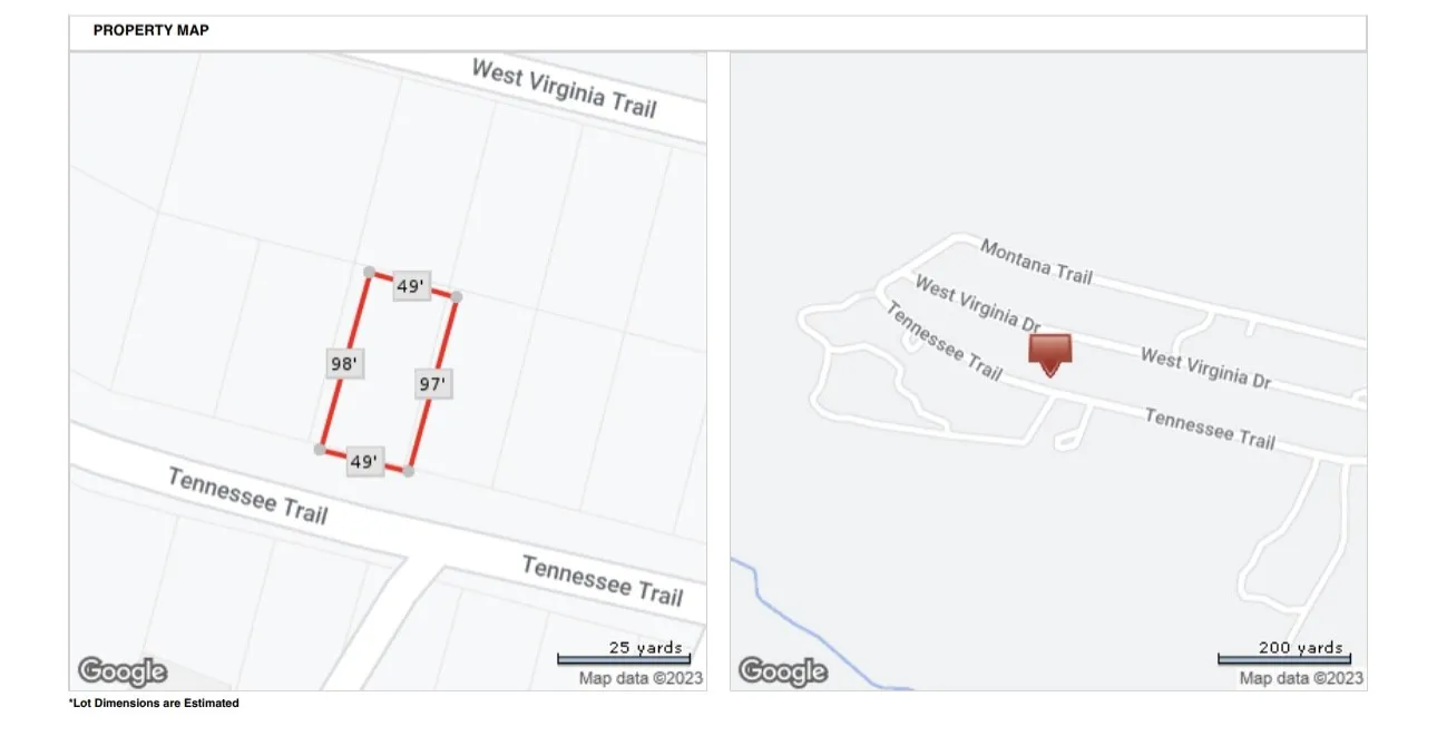 Property Map. Displaying the location and lot dimensions of the property