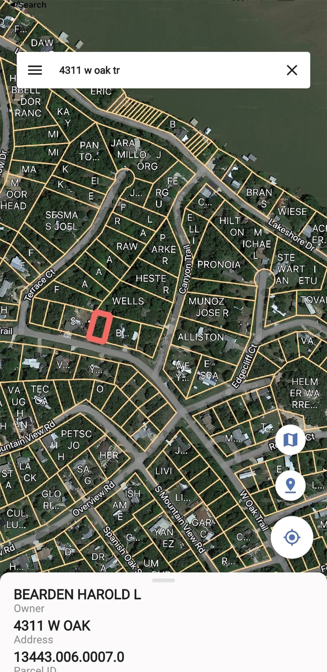 Property Information Display. Identifying the specific property on a map with owner details and parcel identification