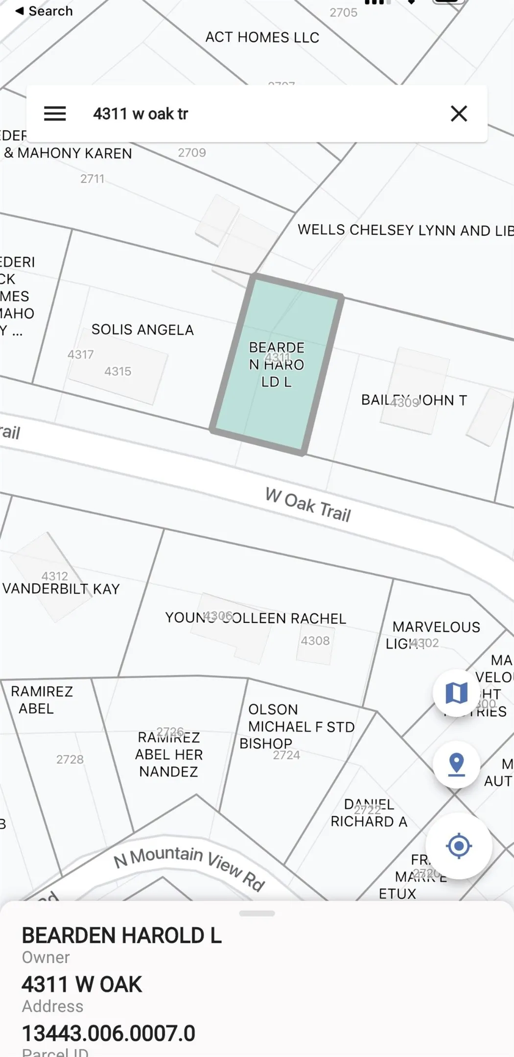 Property Parcel Map. Displaying individual property boundaries and owner details