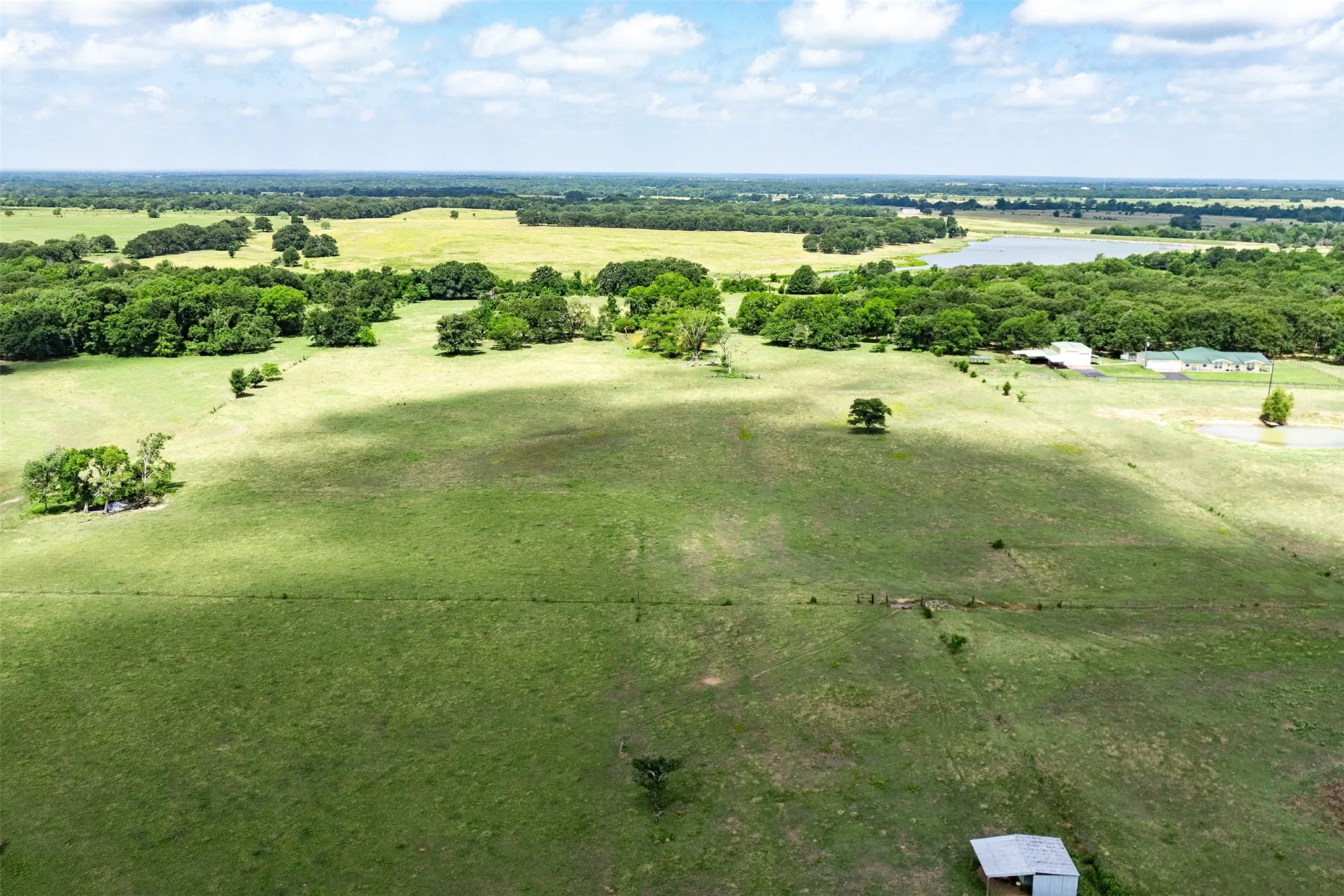 Expansive green acreage with scattered mature trees