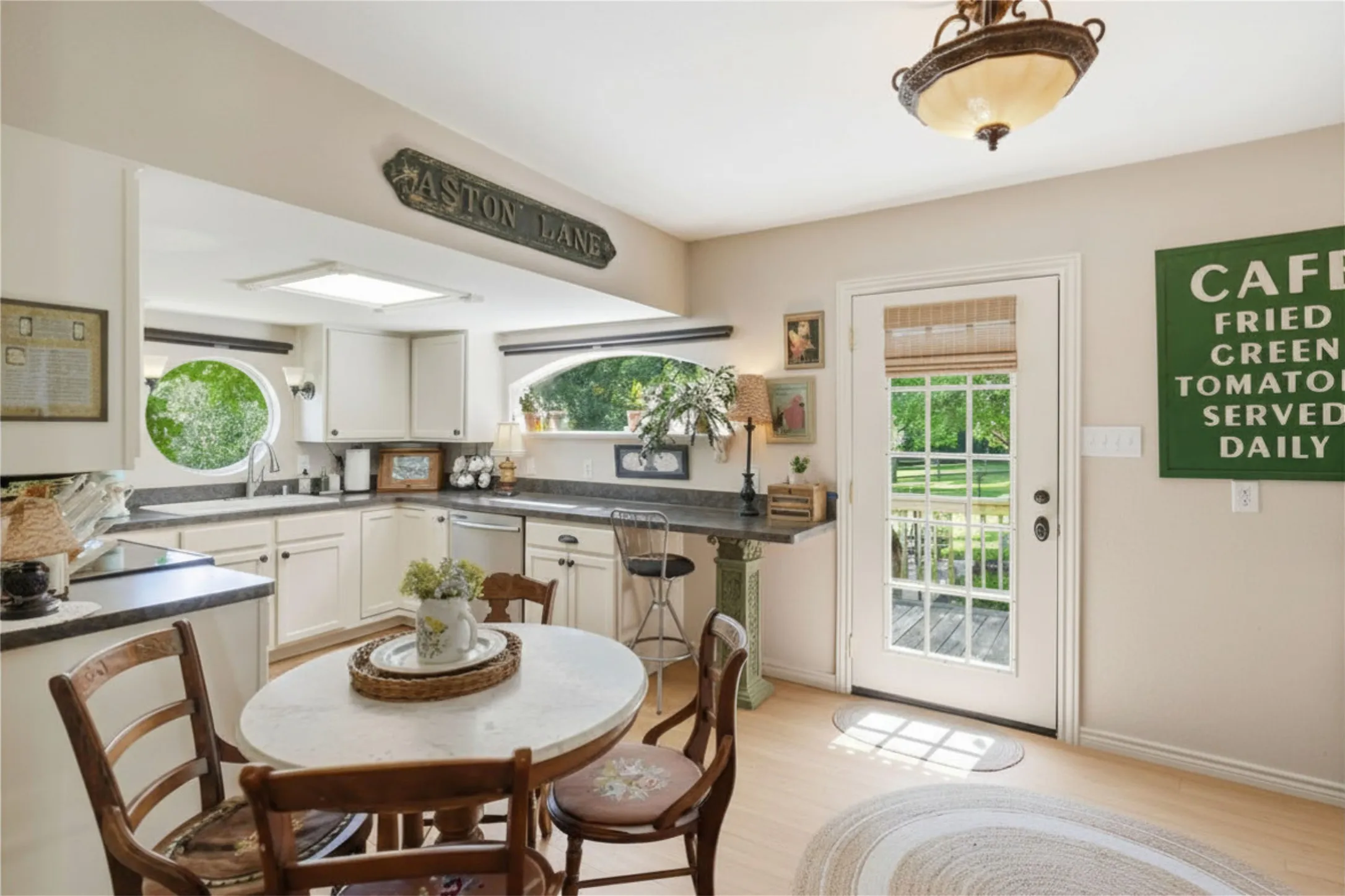 Breakfast area opens to elevated deck