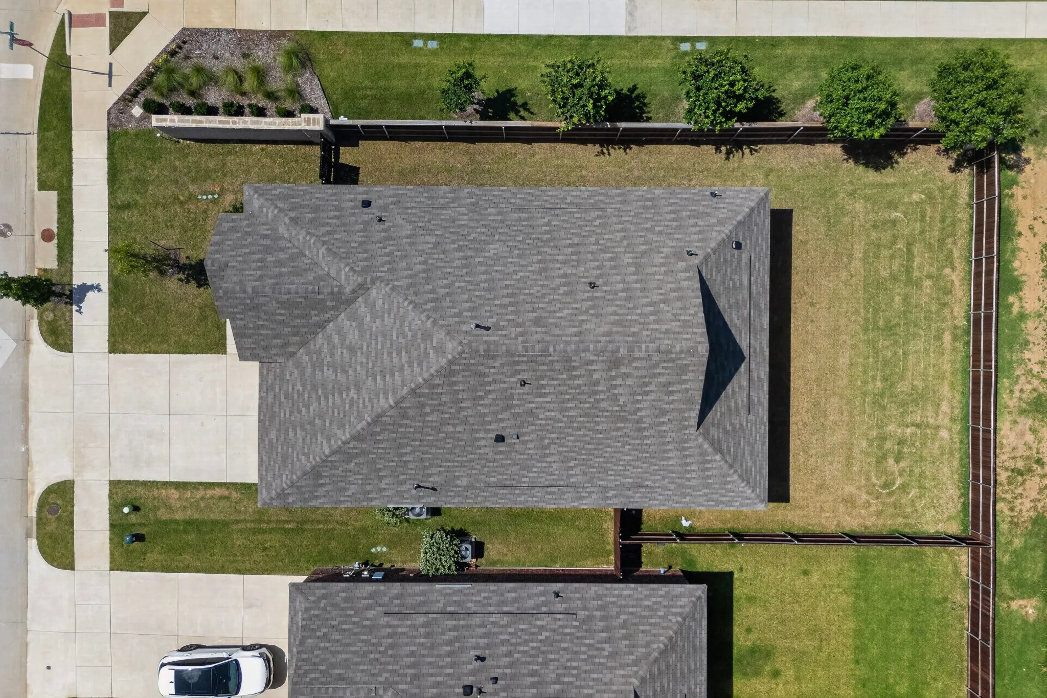 Gable roofline with asphalt shingles