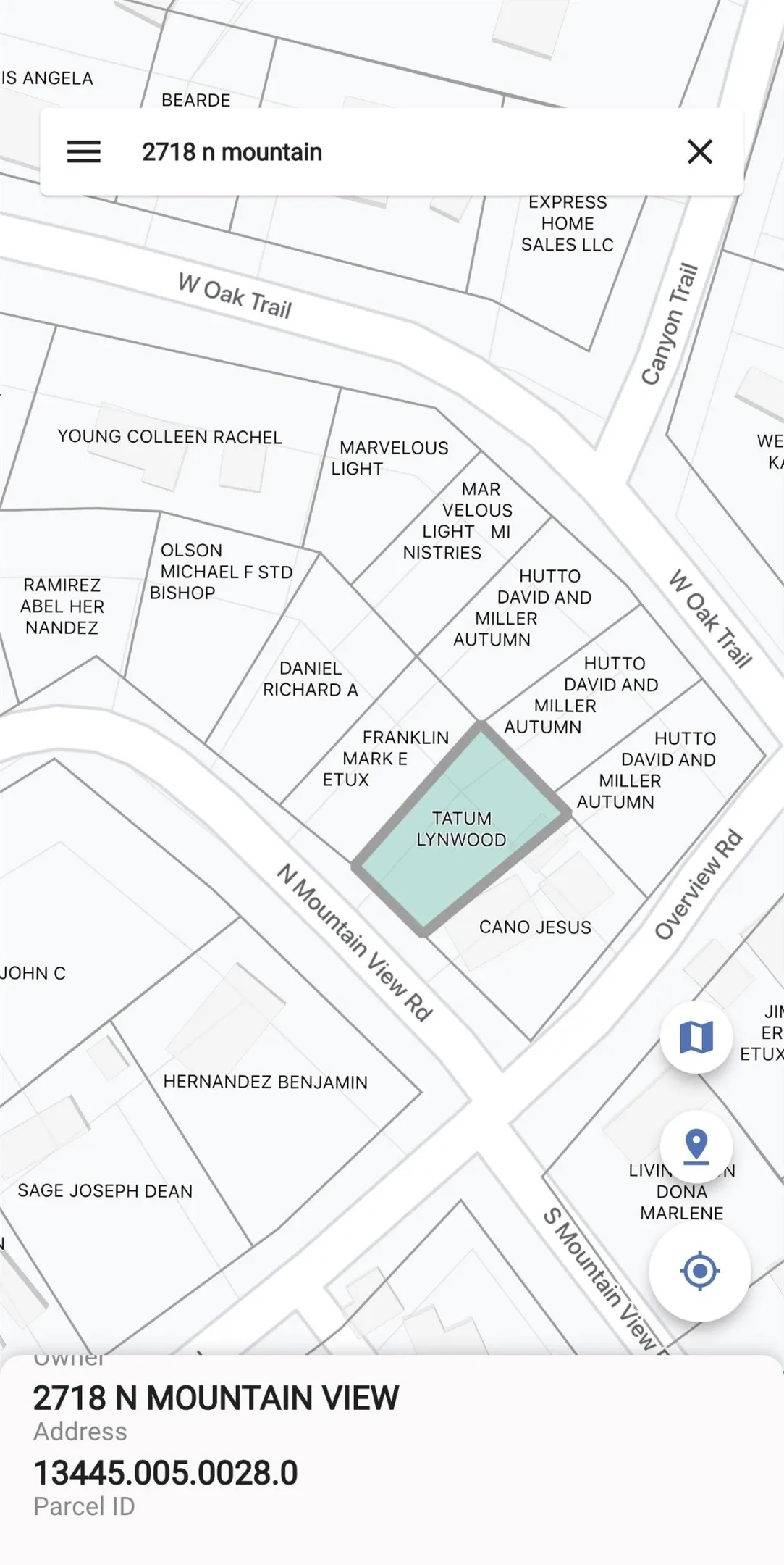 Property Parcel Map. Displaying the property's address, parcel ID, and surrounding land divisions