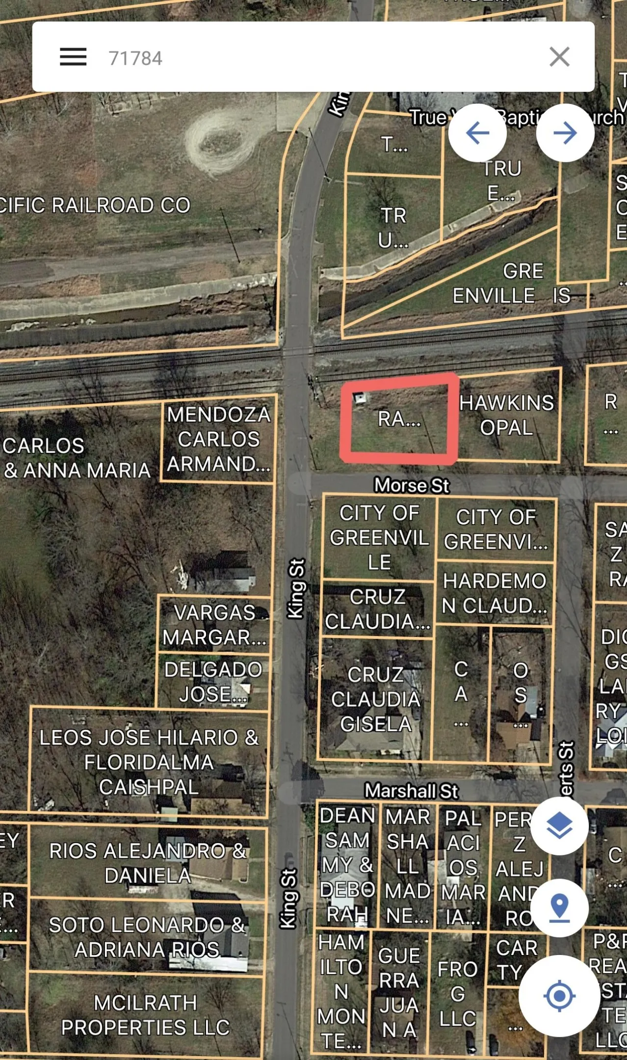 Real Estate Parcel Map. Illustrating property boundaries and ownership details for the identified area