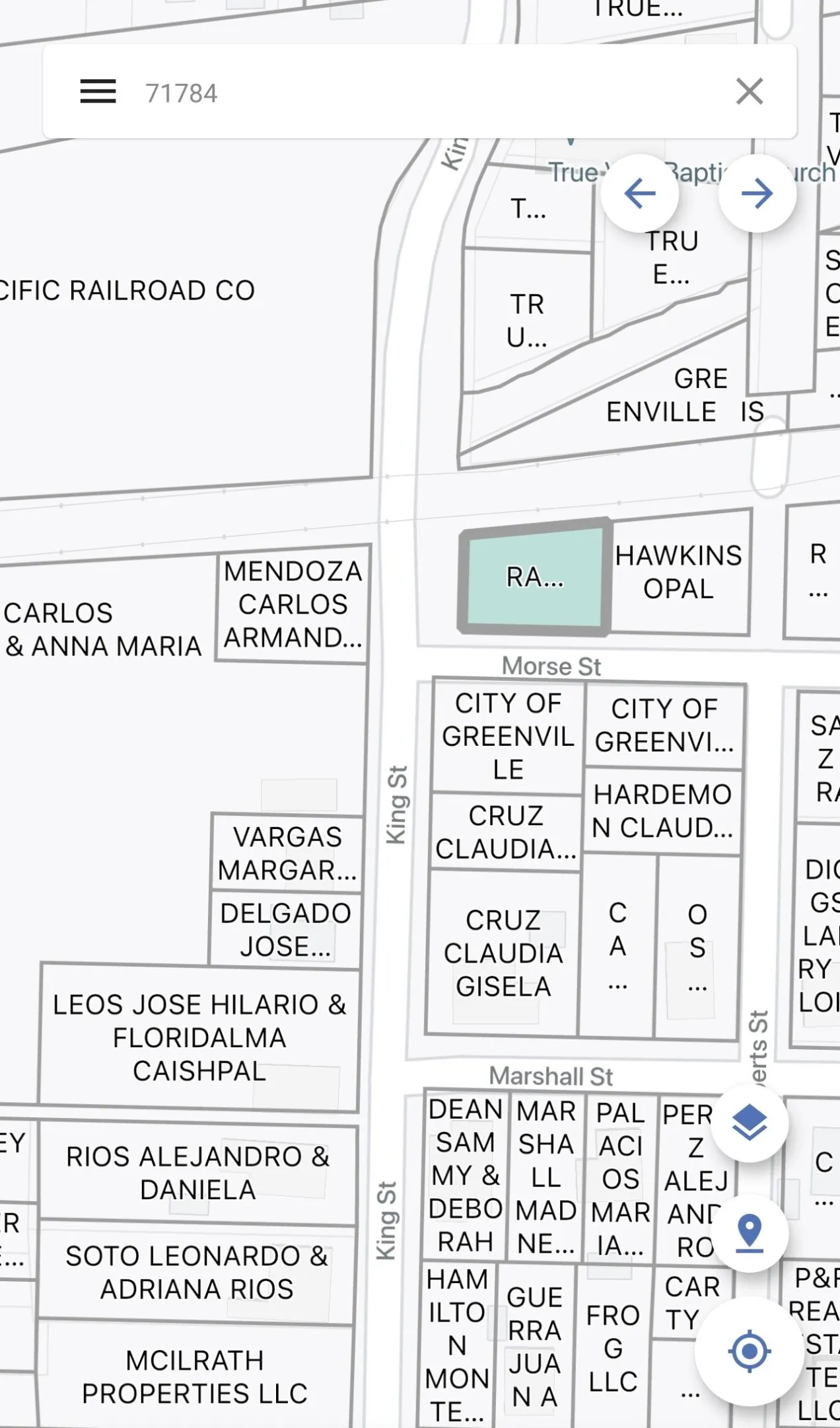 Assessor's Map. Displaying individual property parcels and corresponding ownership details