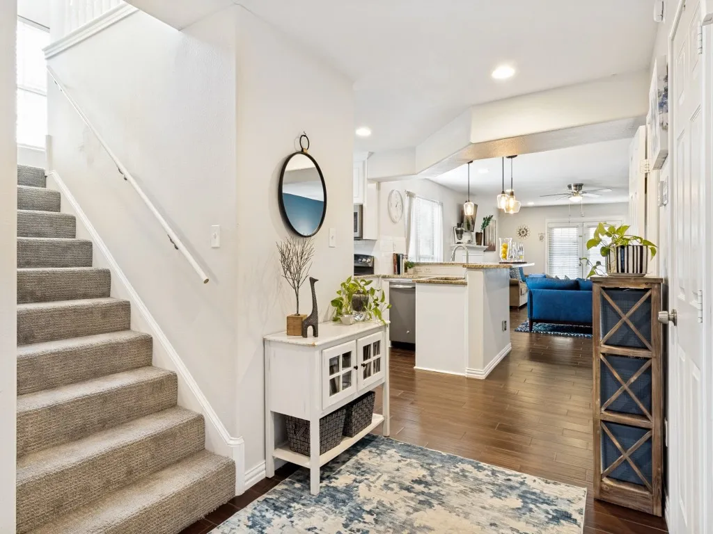 The foyer has great floors and makes the whole house feel super inviting and stylish from the second you walk in.