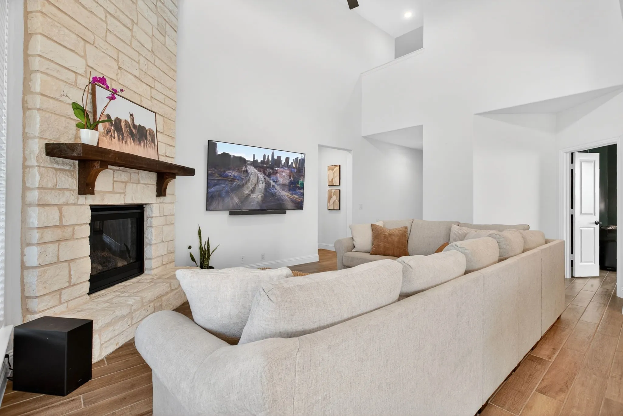 Another view. This is a HUGE sectional that fits so comfortably in this space.