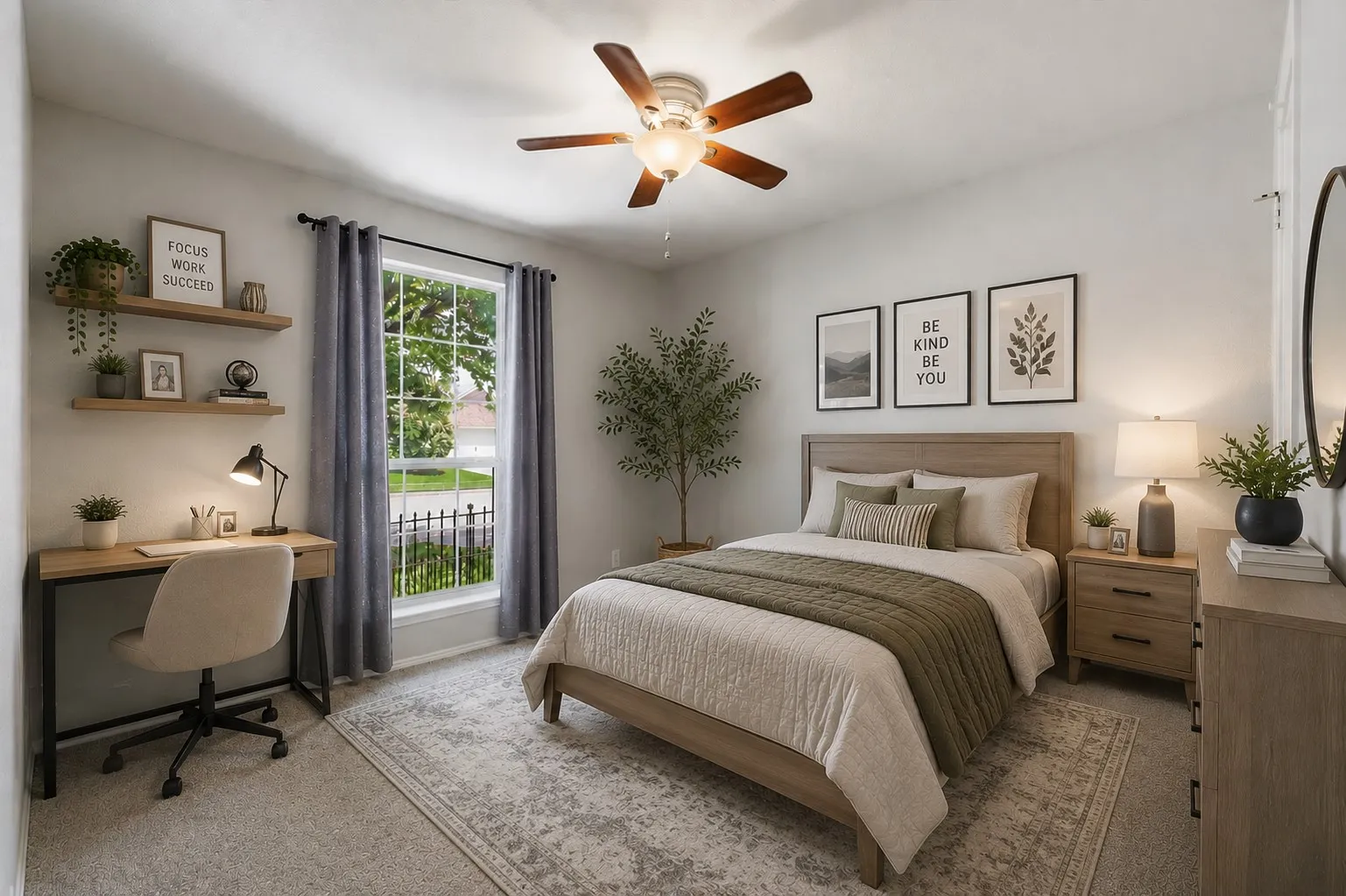 Ceiling fan with integrated lighting