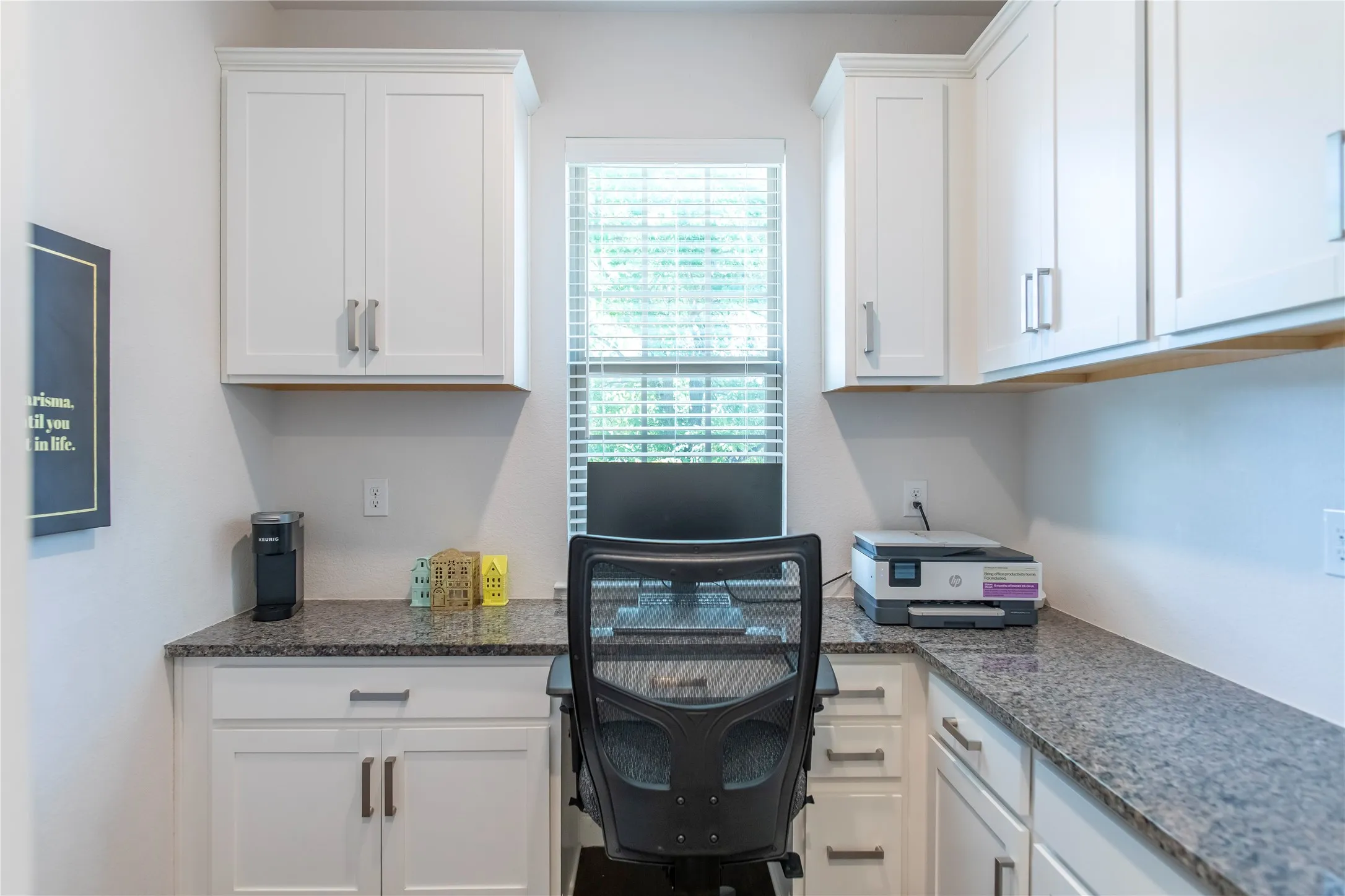Granite counter tops and built ins for the office area