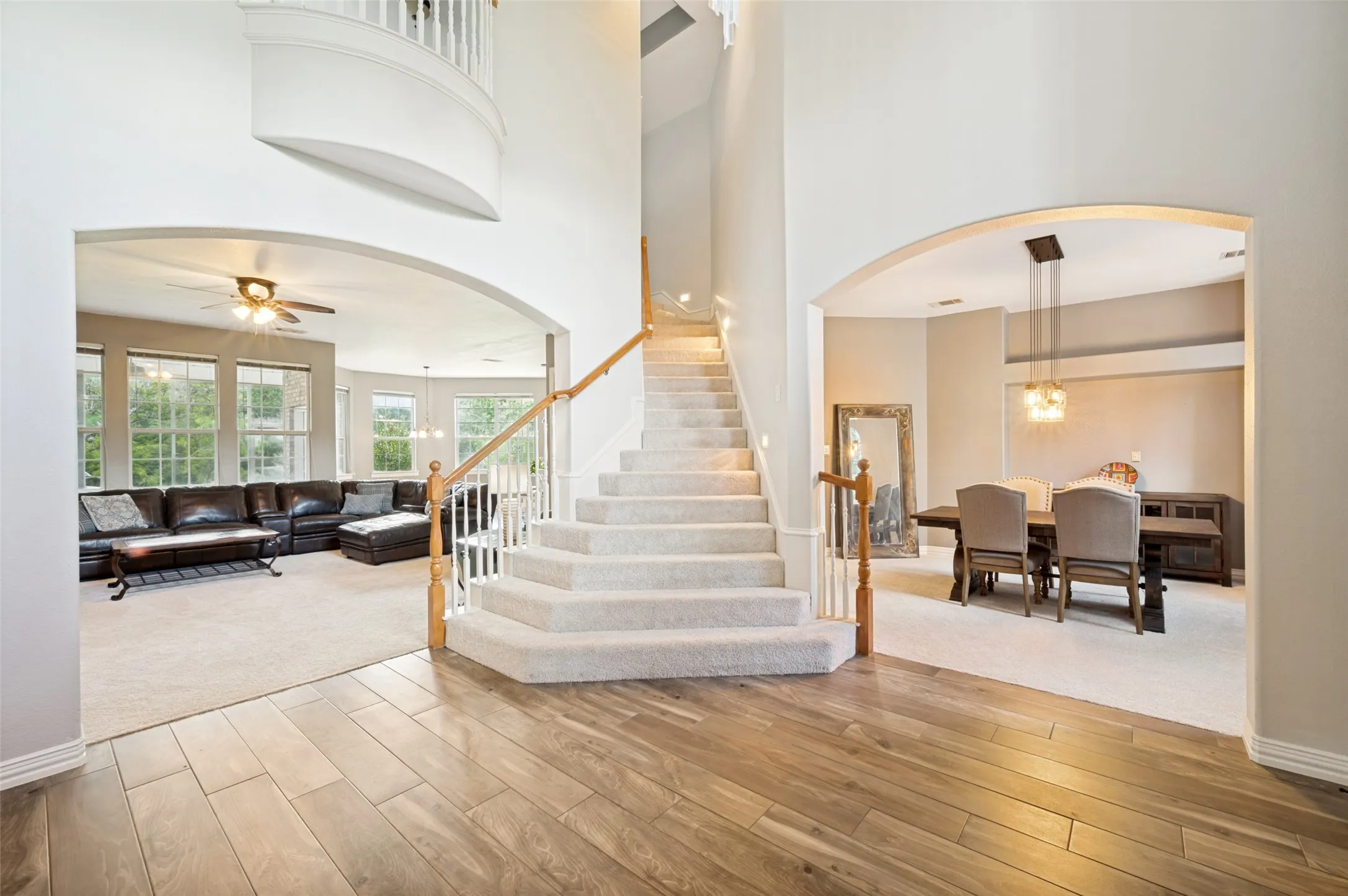 Entry with visibility to family room, dining and office